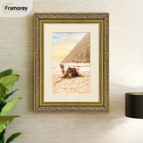 Different layers of a Gold Picture Frame with white mount with names of layers .