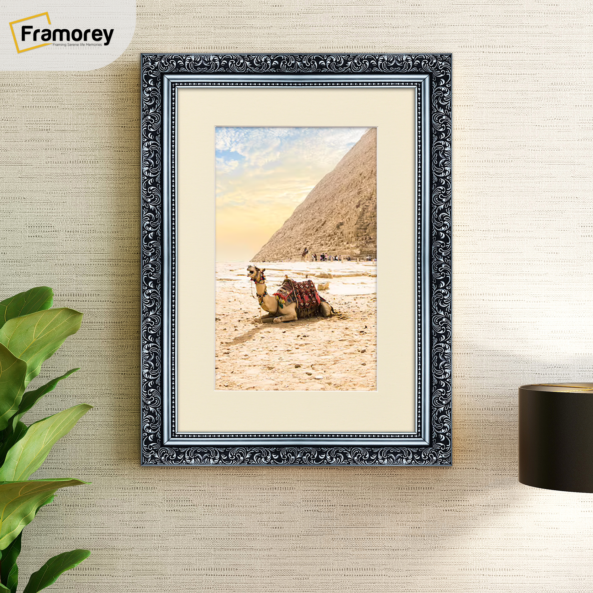 Silver Picture Frame Ornate Traditional Dahlia Poster Frame With Ivory Mount