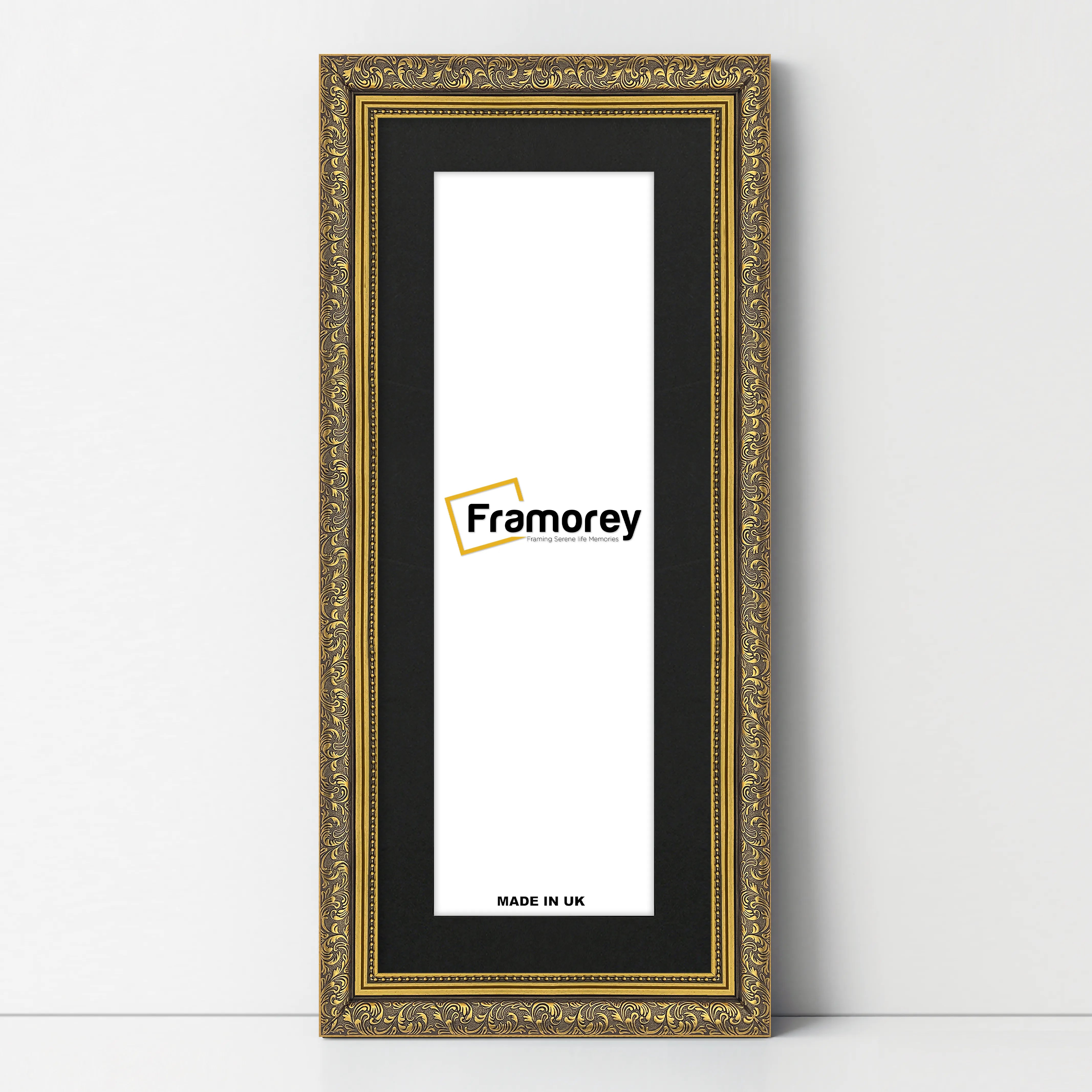 Panorama Gold Photo Frame Dahlia Wall Art Hanging With Black Mount