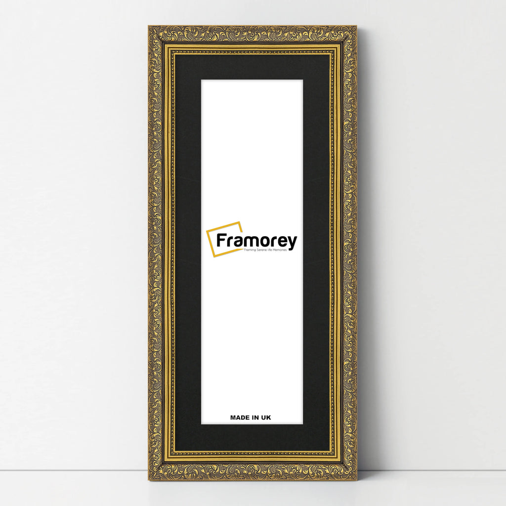 Panorama Gold Photo Frame Dahlia Wall Art Hanging With Black Mount