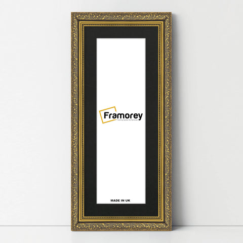 Panorama Gold Photo Frame Dahlia Wall Art Hanging With Black Mount