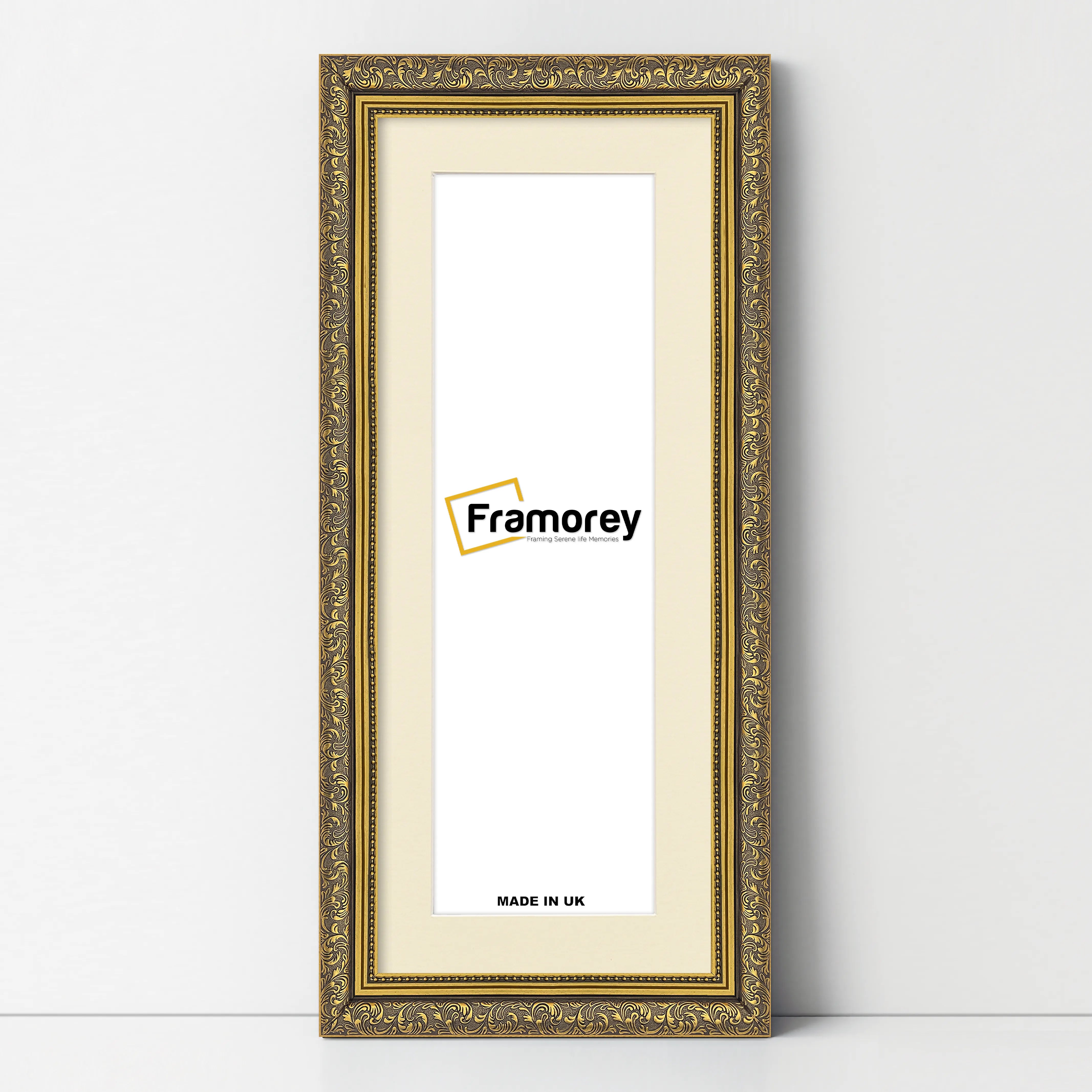 Panorama Gold Photo Frame Dahlia Style Wall Art Frame With Ivory Mount