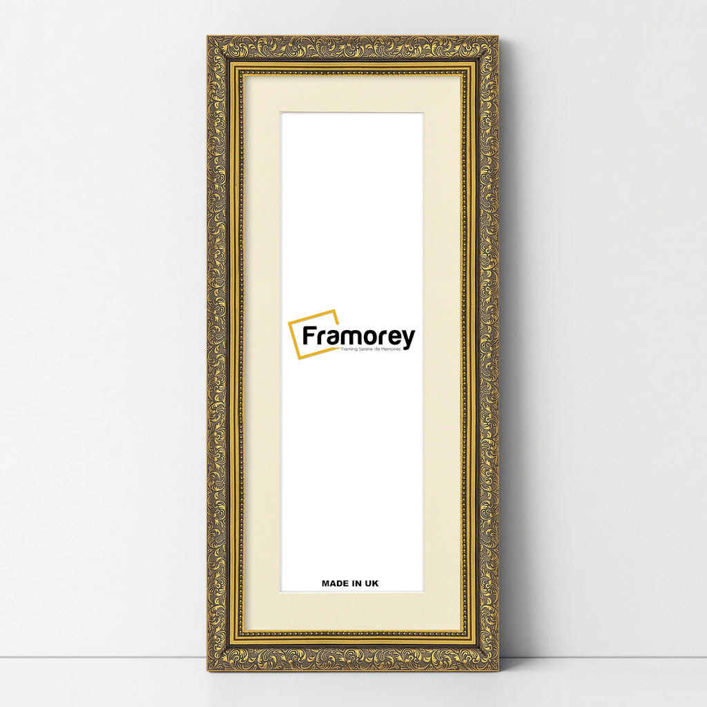 Panorama Gold Photo Frame Dahlia Style Wall Art Frame With Ivory Mount