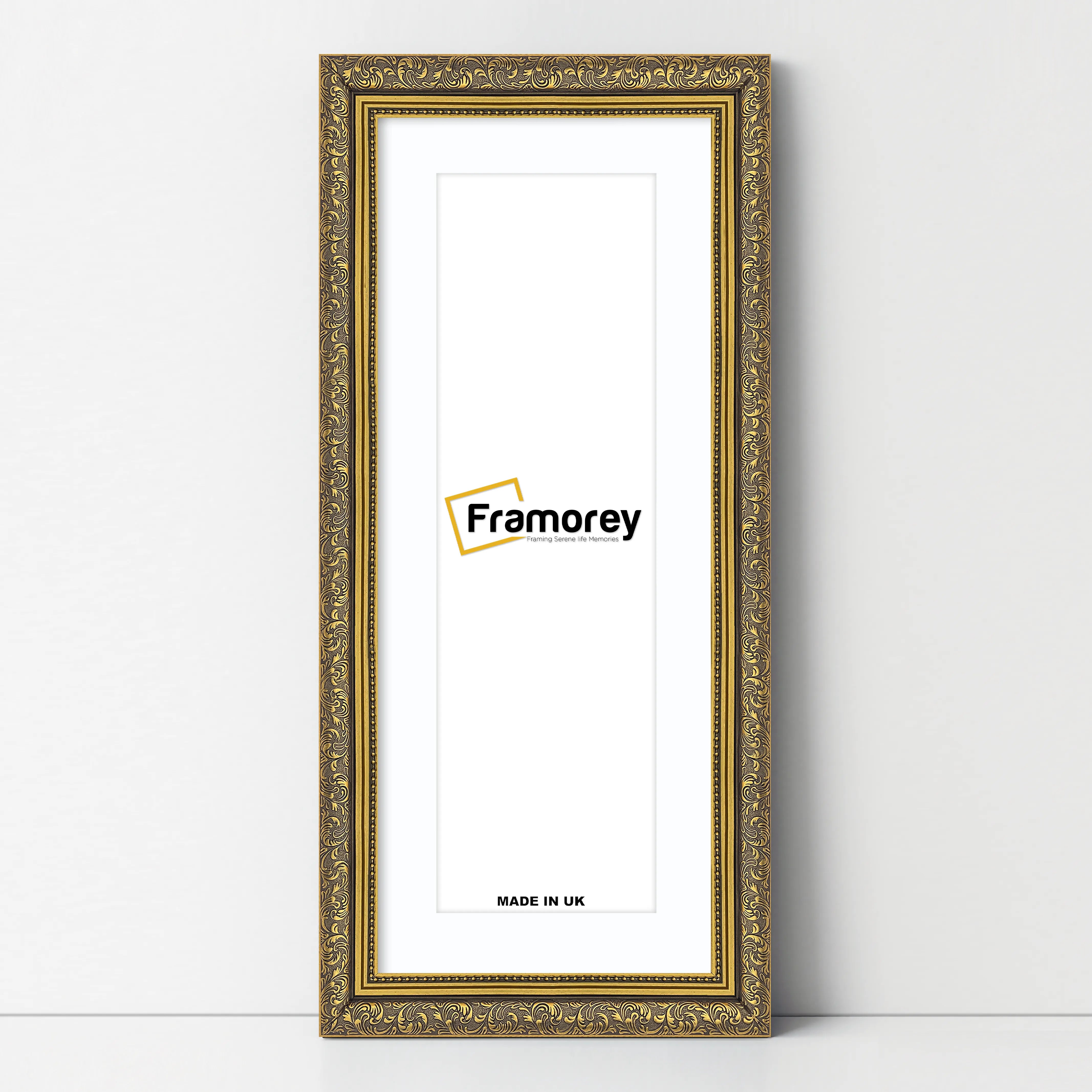 Panorama Gold Photo Frame Dahlia Wall Art Frame With White Mount