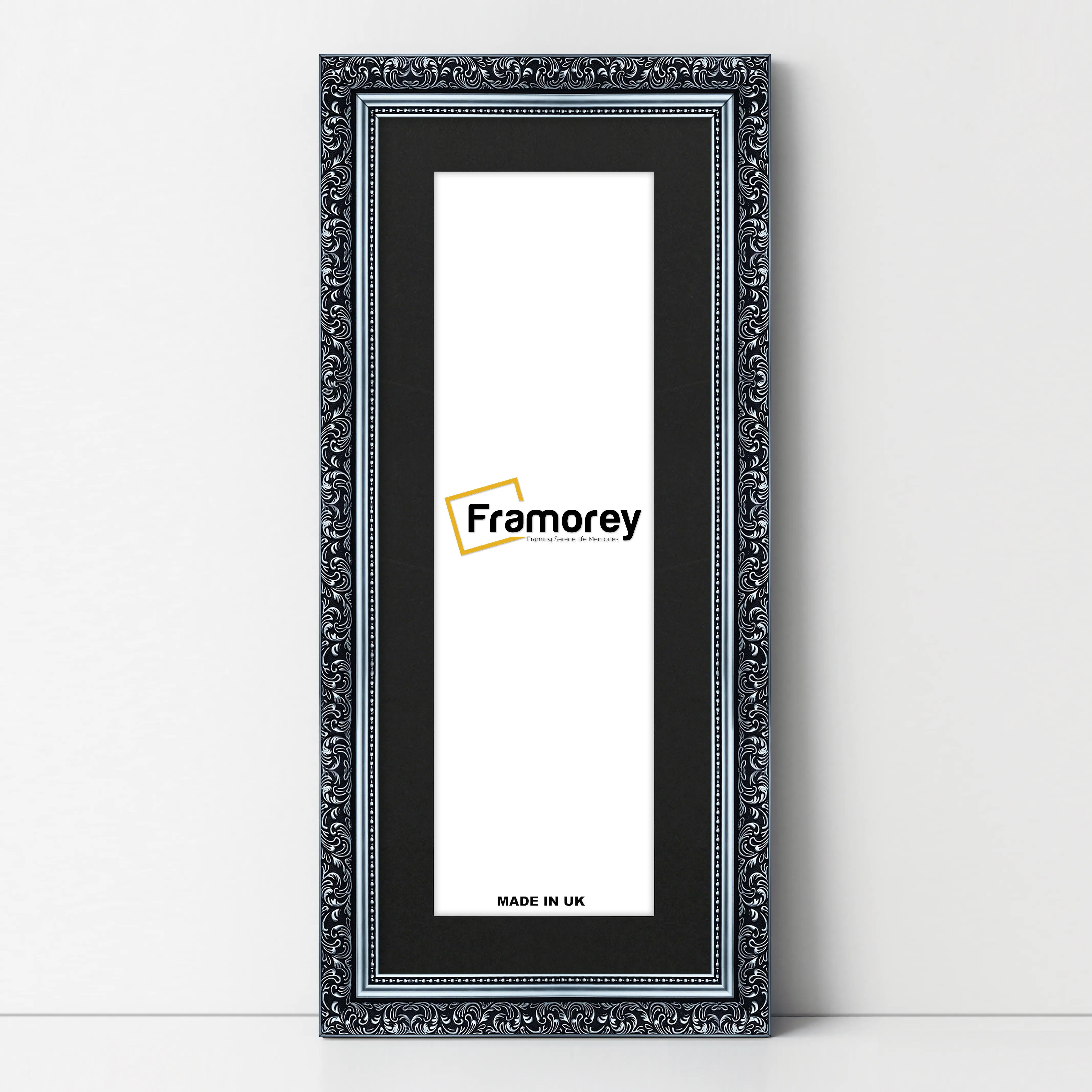 Panorama Silver Photo Frame Dahlia Wall Art Frame With Black Mount