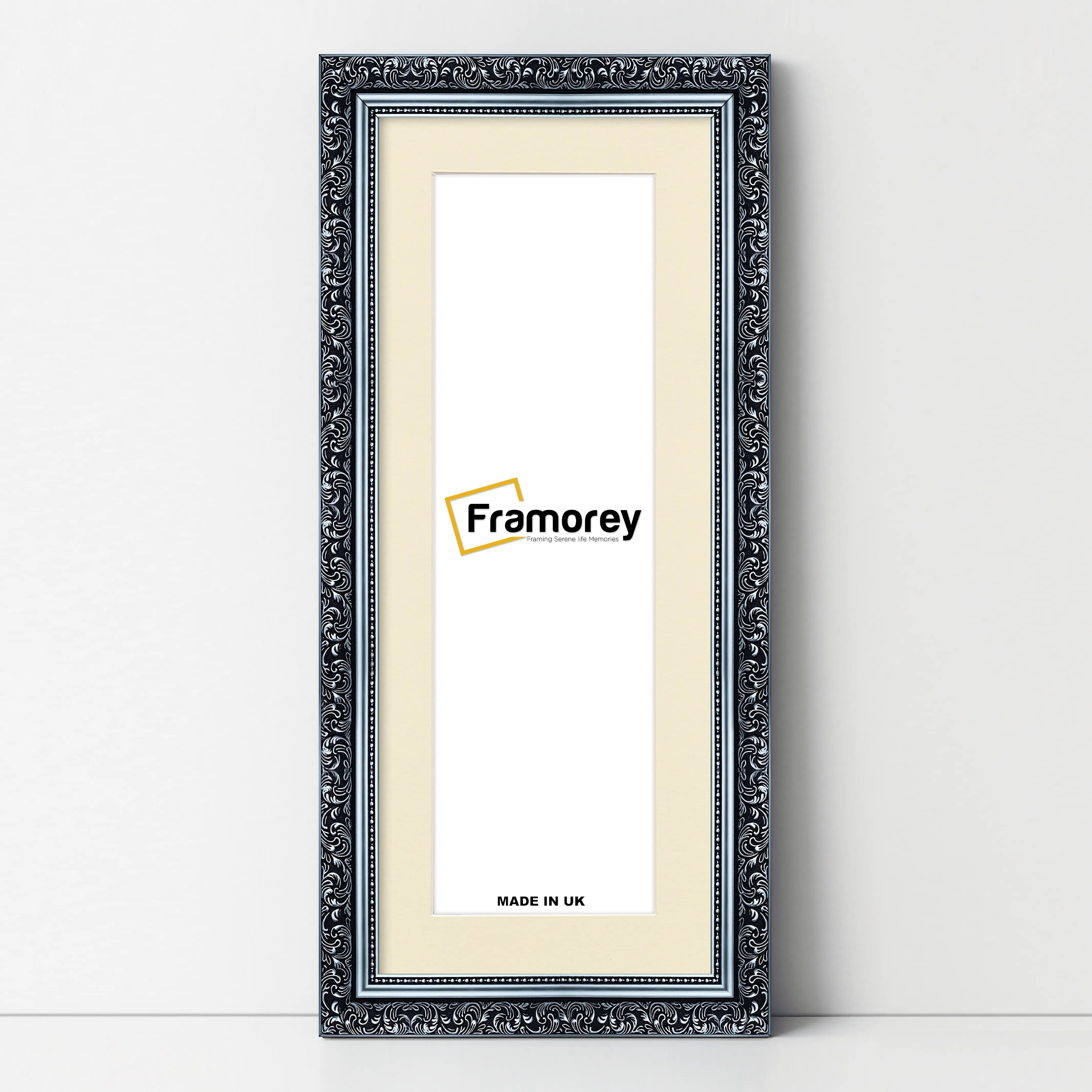 Panorama Style Silver Photo Frame Dahlia Style Wall Art Hanging Frame With Ivory Mount