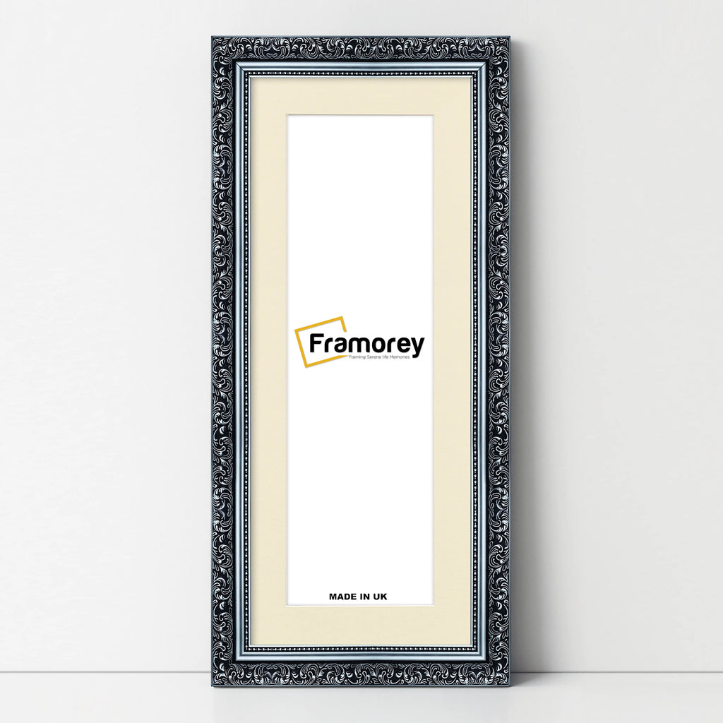 Panorama Style Silver Photo Frame Dahlia Style Wall Art Hanging Frame With Ivory Mount