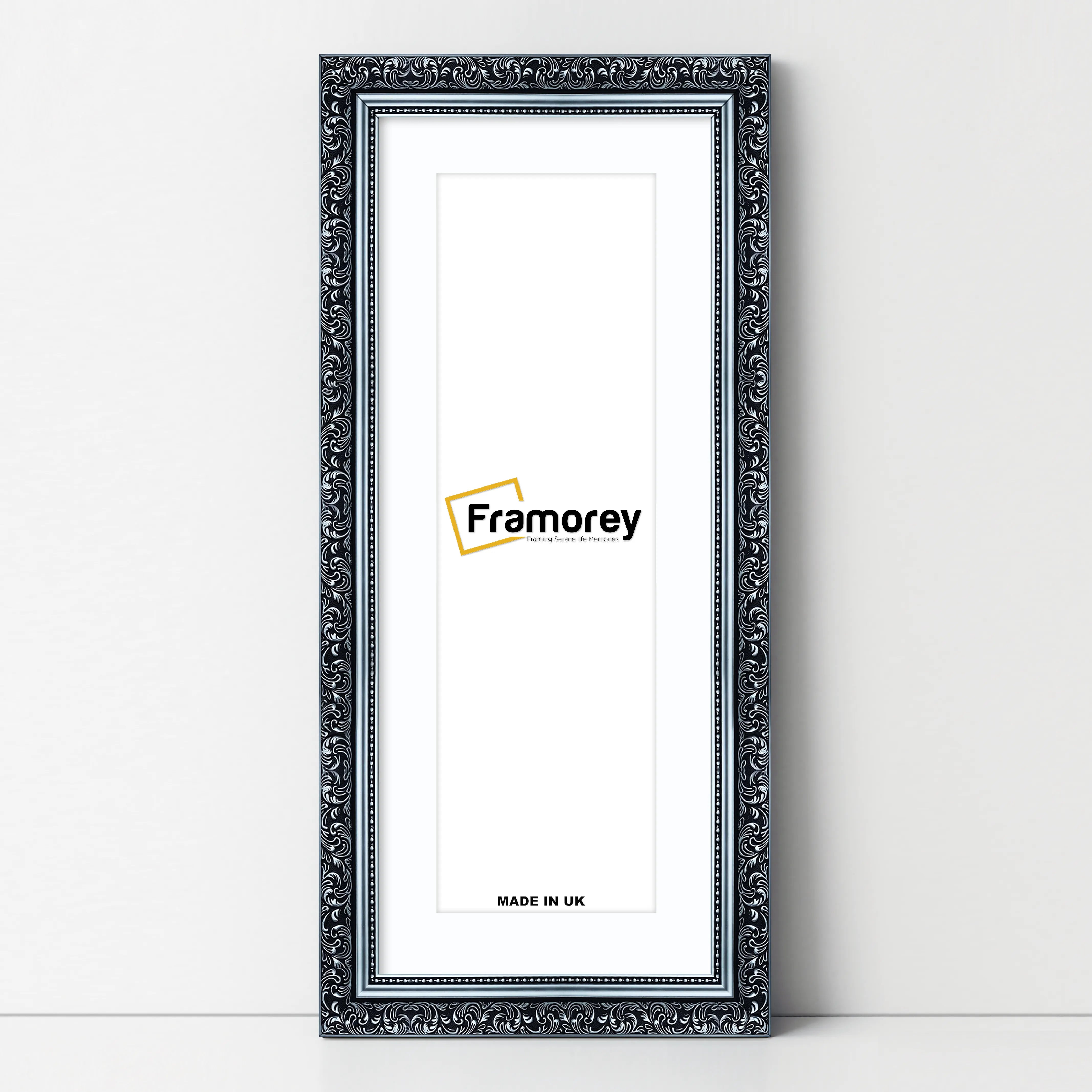 Panorama Silver Photo Frame Dahlia Wall Art Frame With White Mount