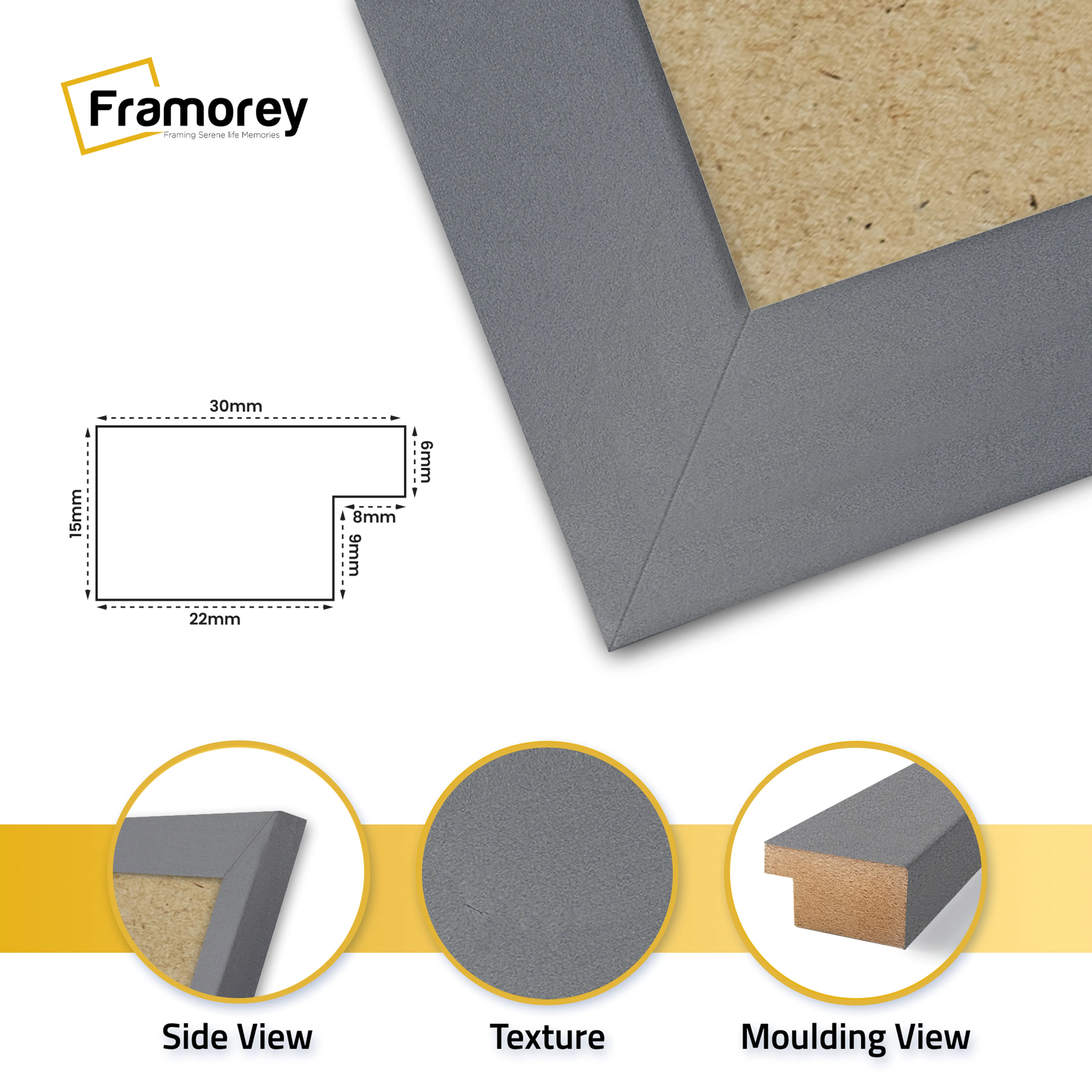 Panoramic Size Dark Grey Picture Frames Wall Decor Frame