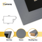 Square Size Dark Grey Picture Frame With Black Mount
