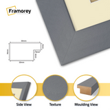 Square Dark Grey Picture Frame With Ivory Mount