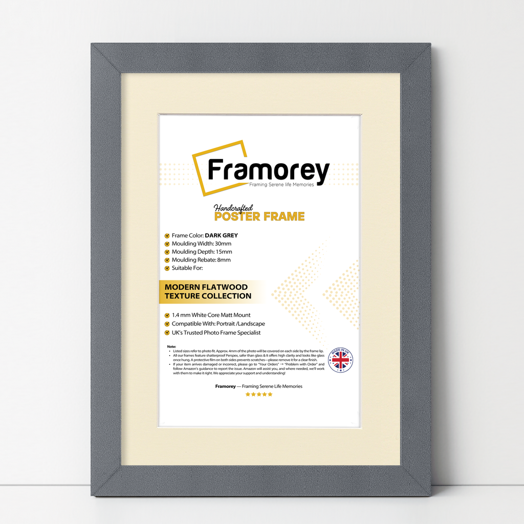 Dark Grey Picture Frame With Ivory Mount