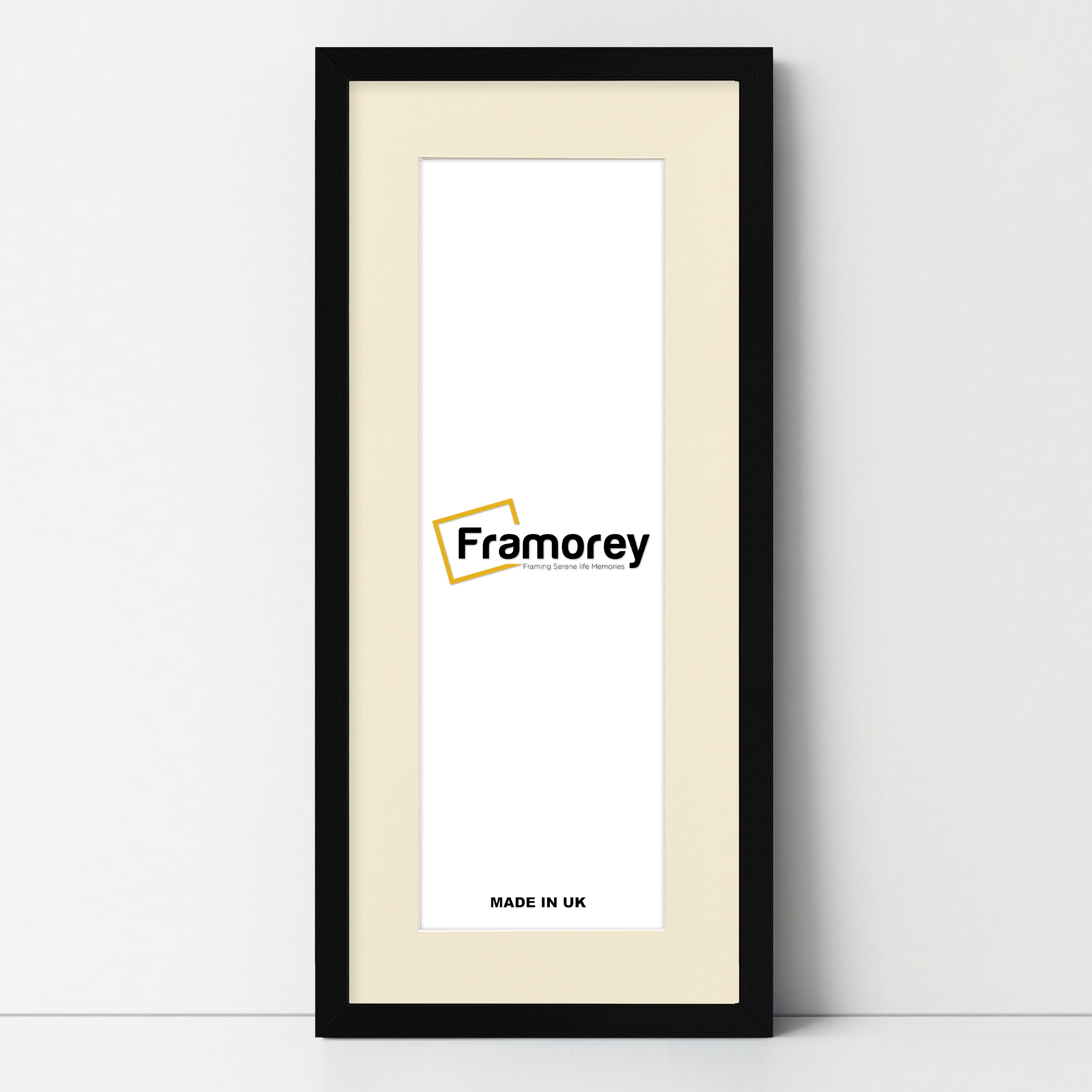 Thin Matt Panoramic Black Pictures Frames With Ivory Mount