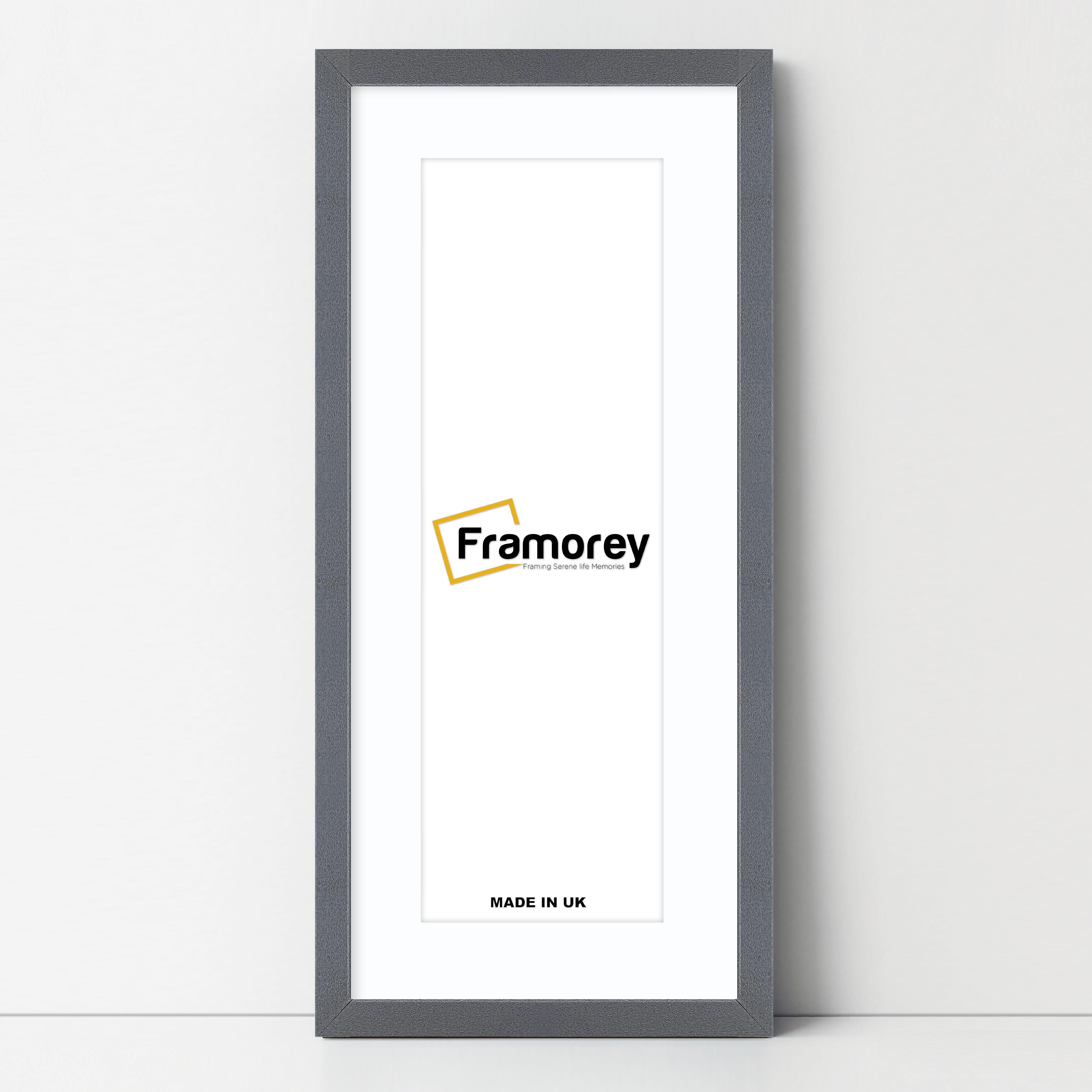 Thin Matt Panoramic Dark Grey Picture Frames With White Mount