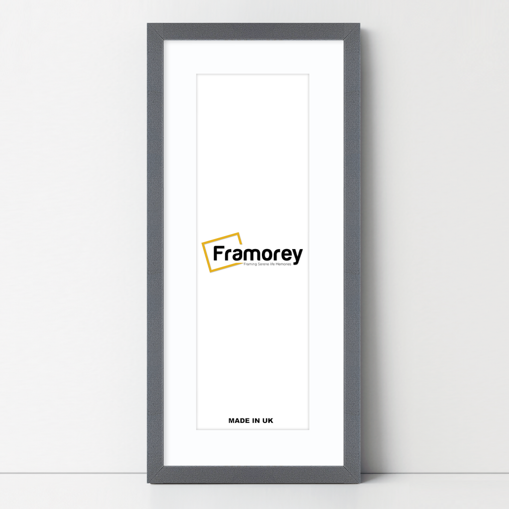 Thin Matt Panoramic Dark Grey Picture Frames With White Mount