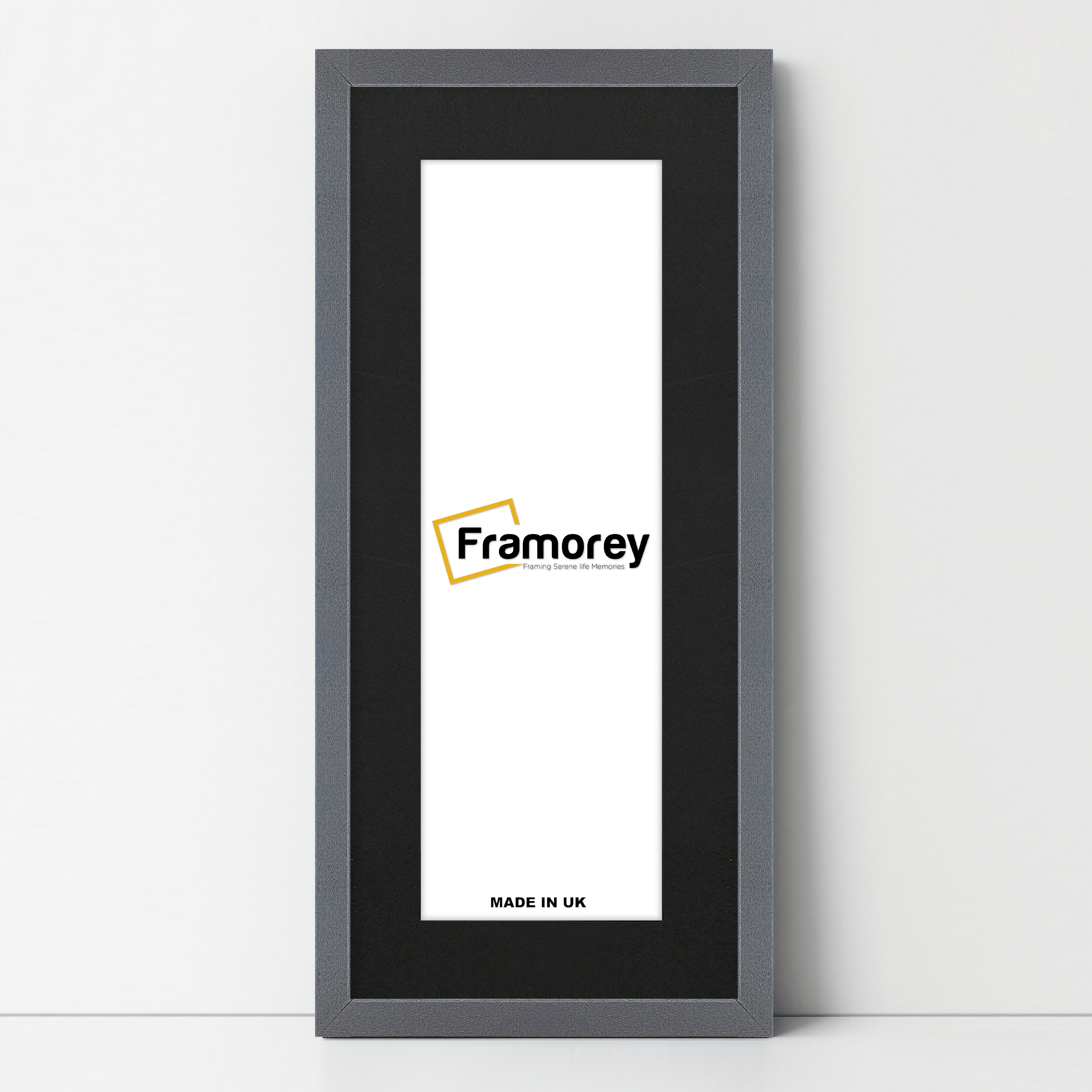 Thin Matt Panoramic Dark Grey Picture Frames With Black Mount