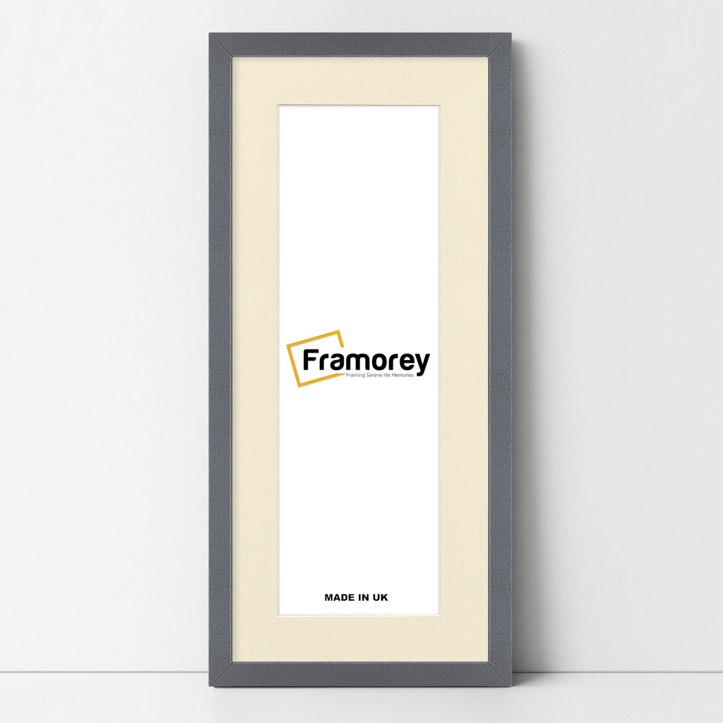 Thin Matt Panoramic Dark Grey Pictures Frames With Ivory Mount