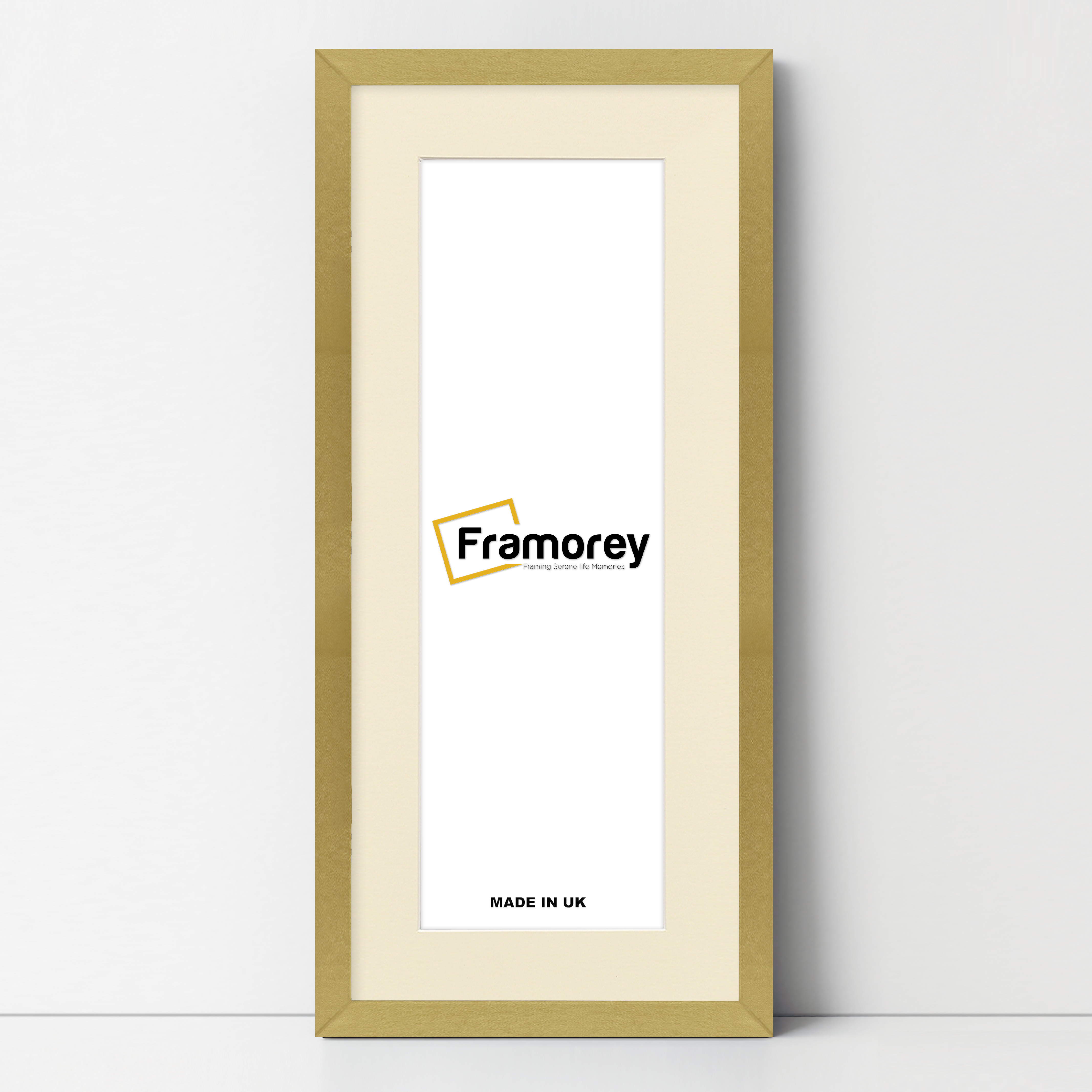 Thin Matt Panoramic Gold Pictures Frames With Ivory Mount
