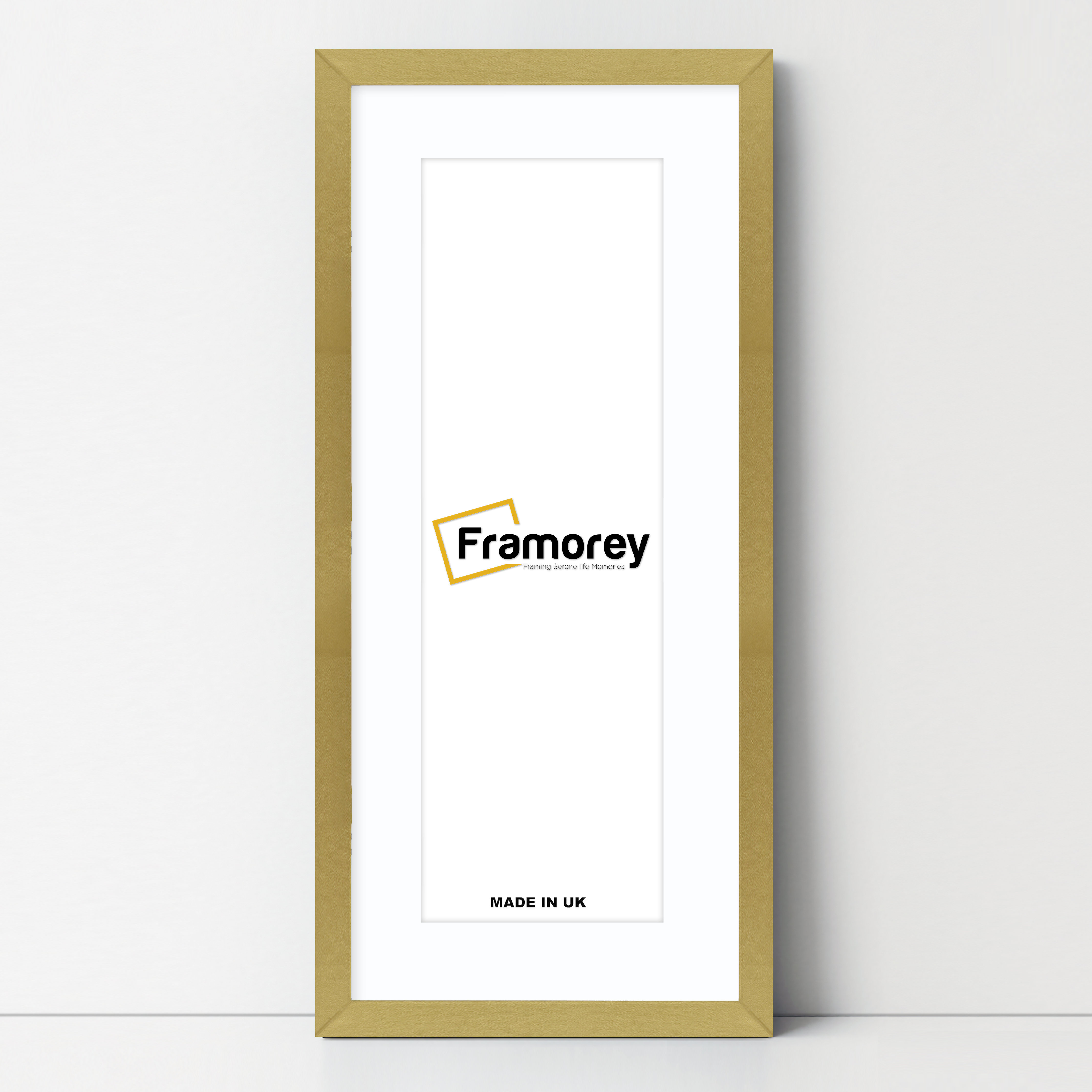 Thin Matt Panoramic Gold Pictures Frames With White Mount
