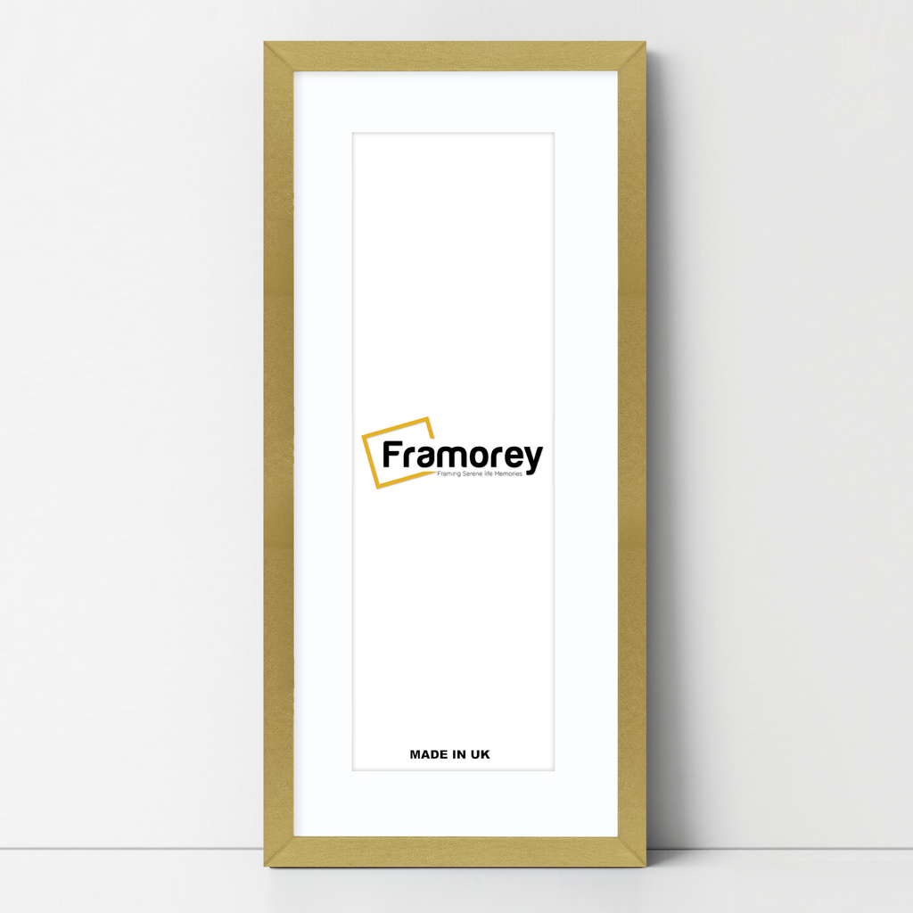 Thin Matt Panoramic Gold Pictures Frames With White Mount