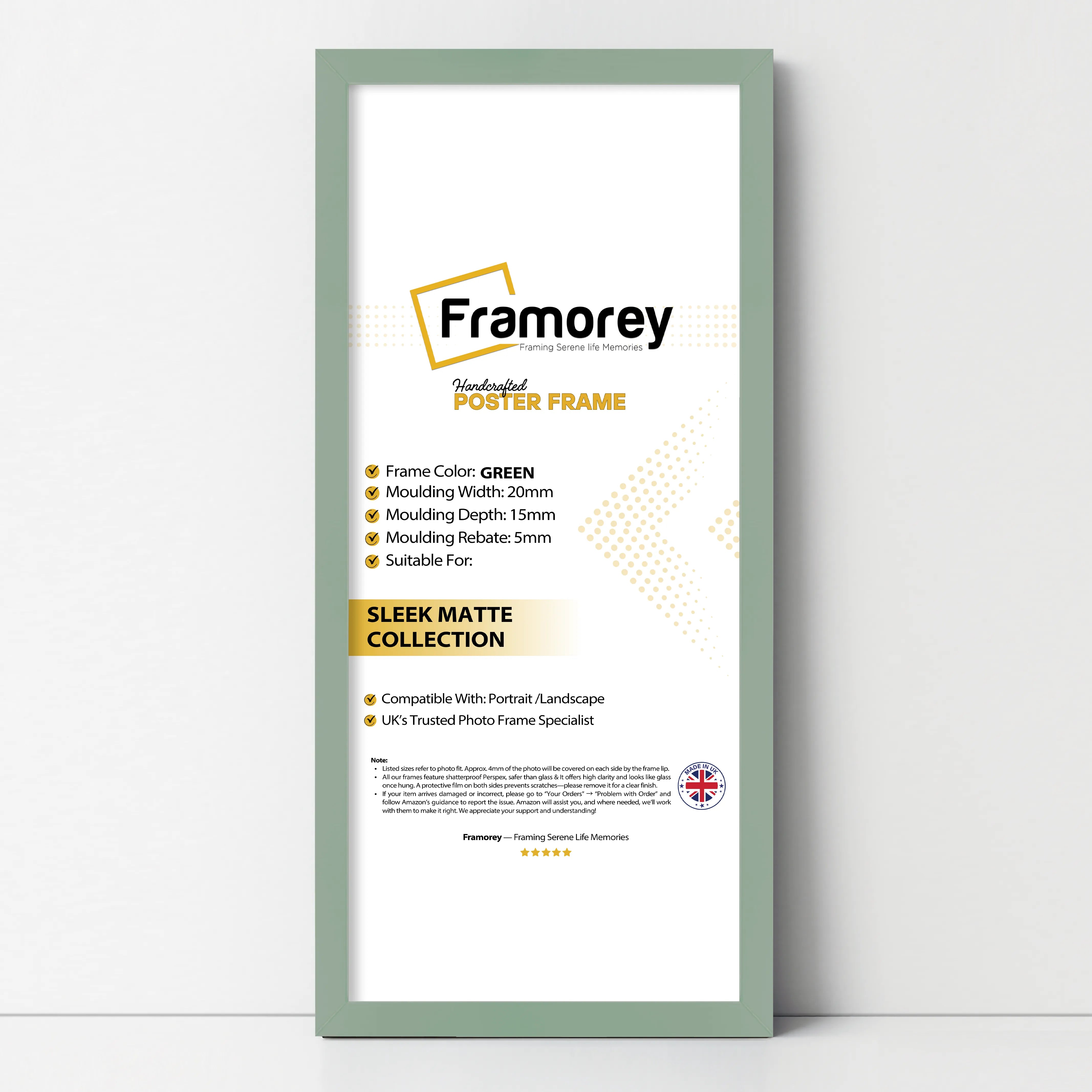 Thin Matt Green Panoramic Picture Frame Poster Frames