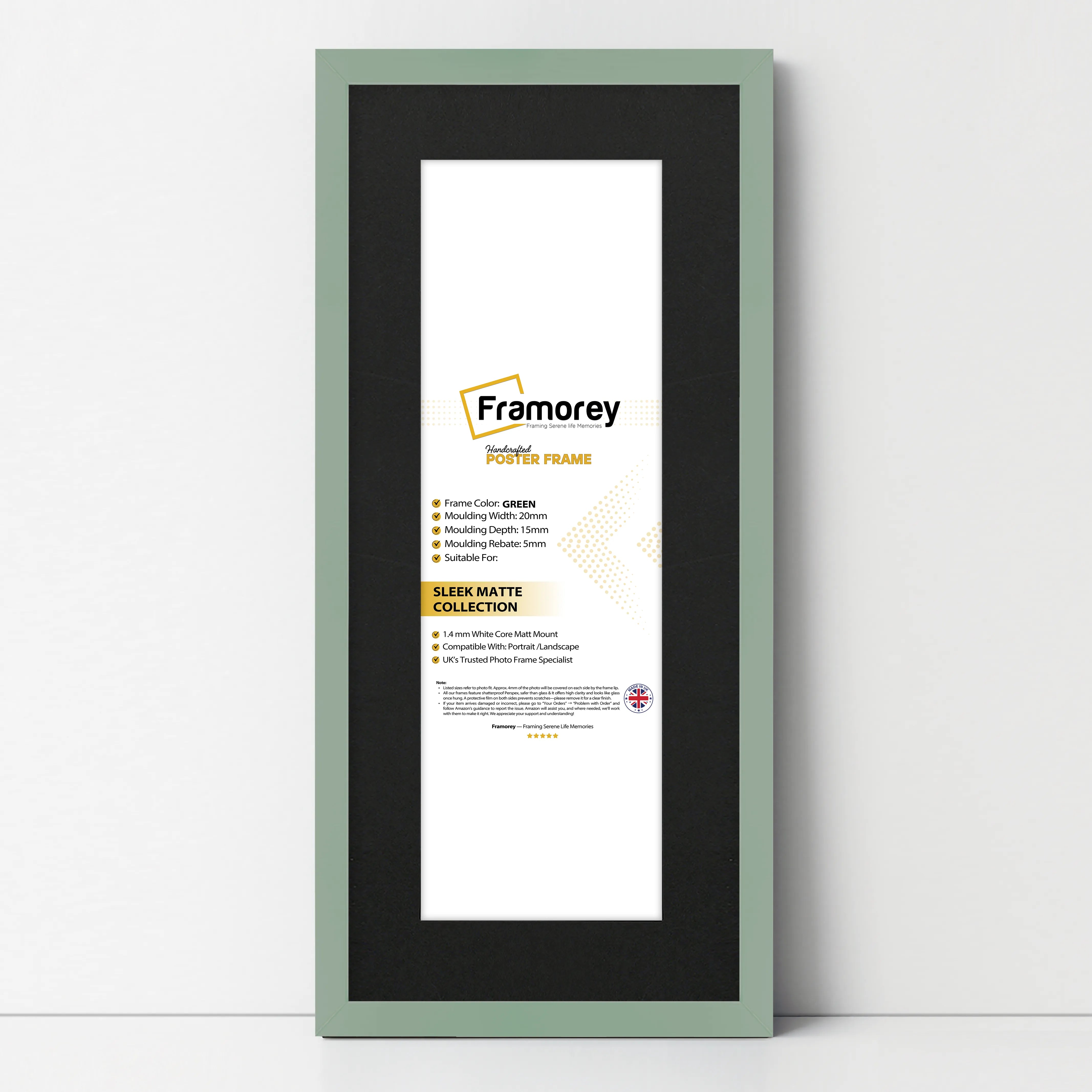 Thin Matt Panoramic Green Picture Frames With Black Mount – Framorey