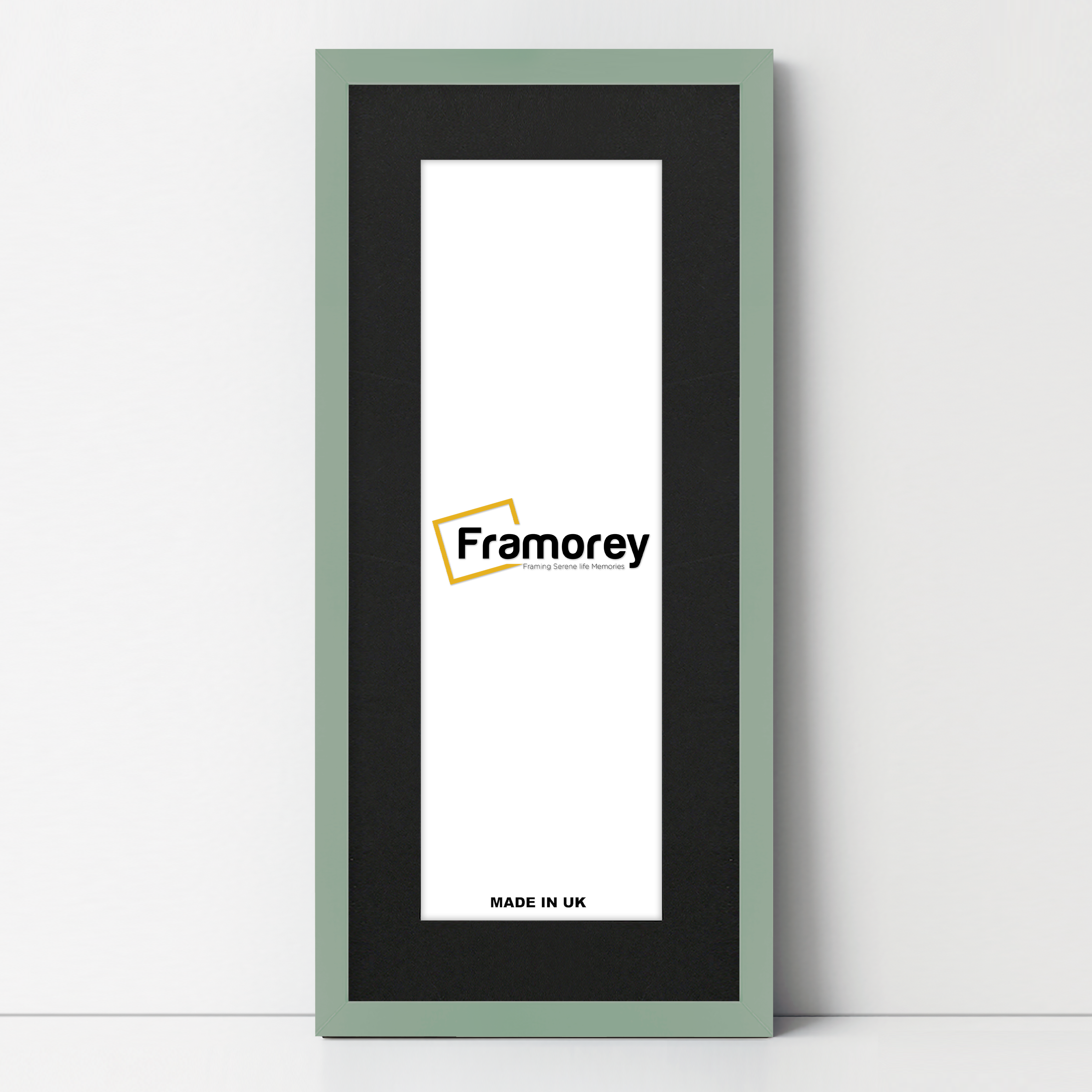 Thin Matt Panoramic Green Picture Frames With Black Mount