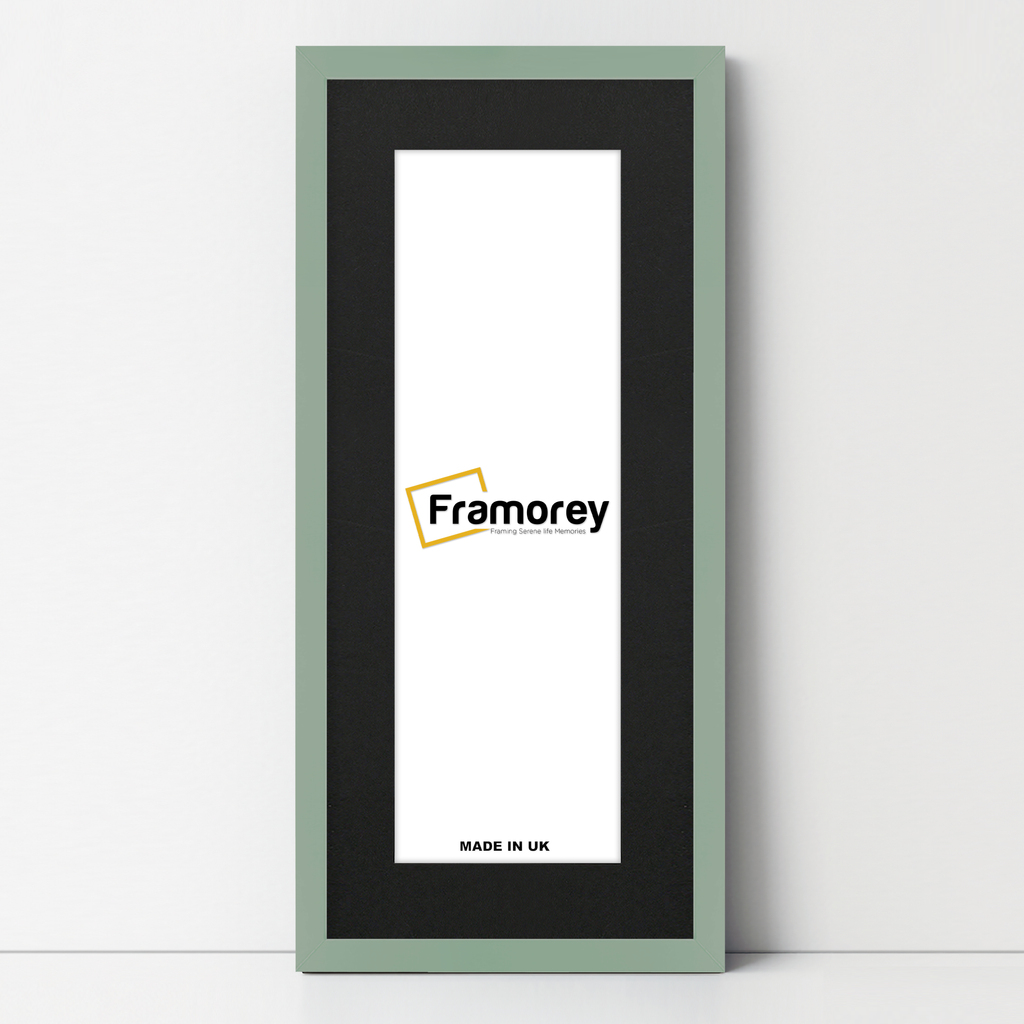 Thin Matt Panoramic Green Picture Frames With Black Mount