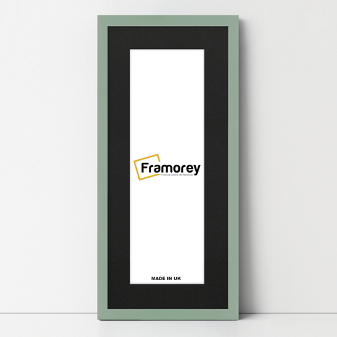 Thin Matt Panoramic Green Picture Frames With Black Mount