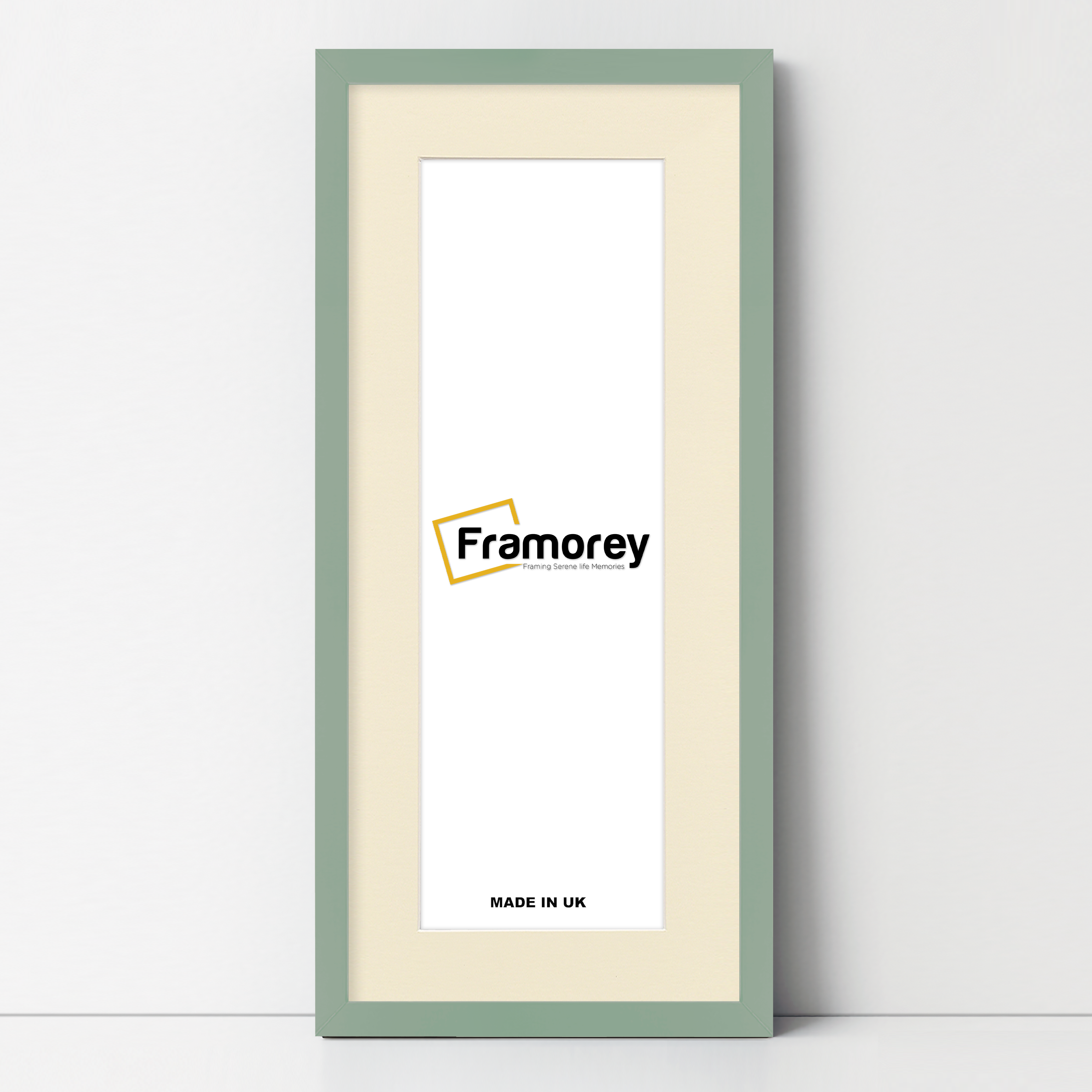 Thin Matt Panoramic Green Picture Frames With Ivory Mount