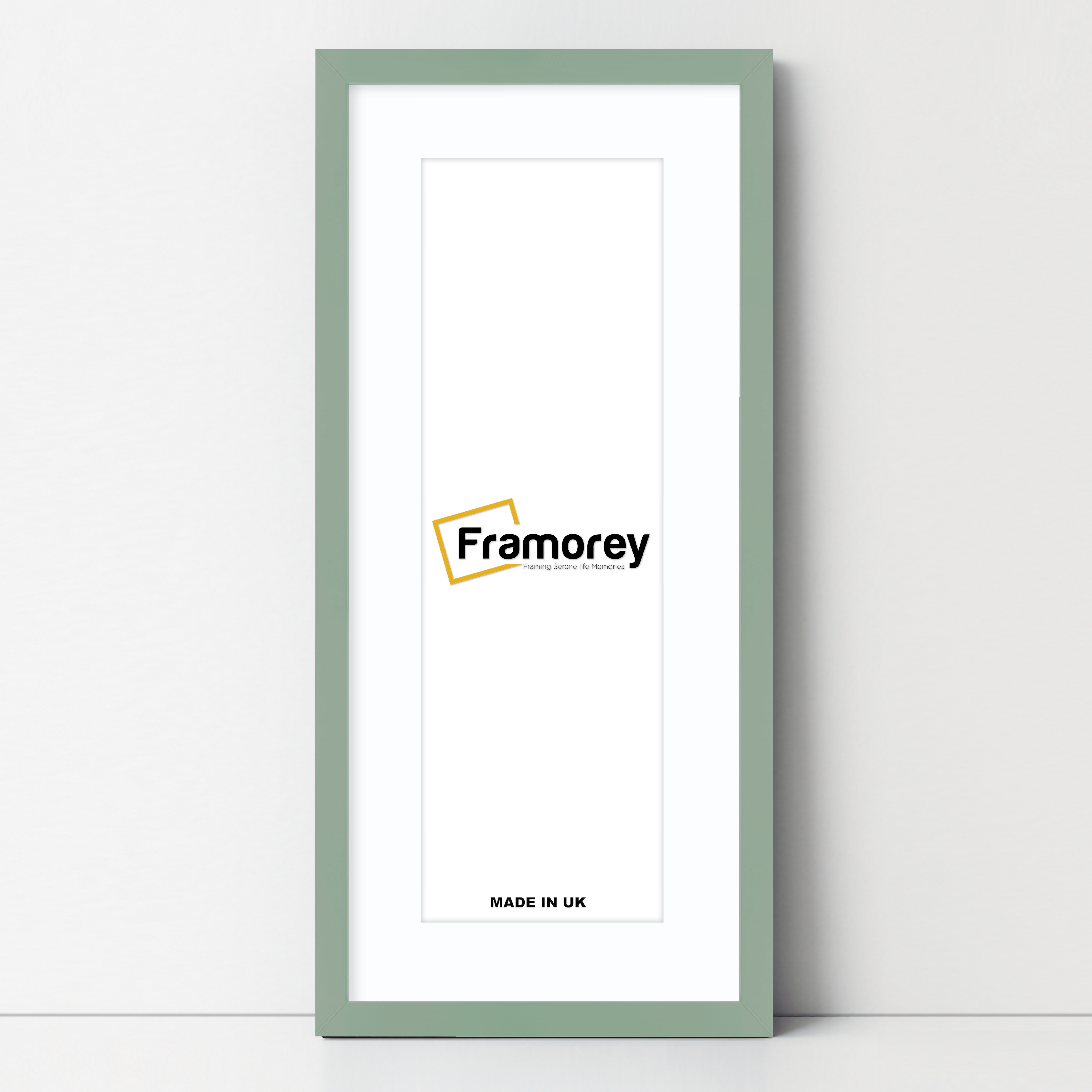 Thin Matt Panoramic Green Pictures Frames With White Mount