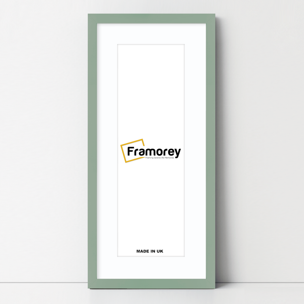 Thin Matt Panoramic Green Pictures Frames With White Mount