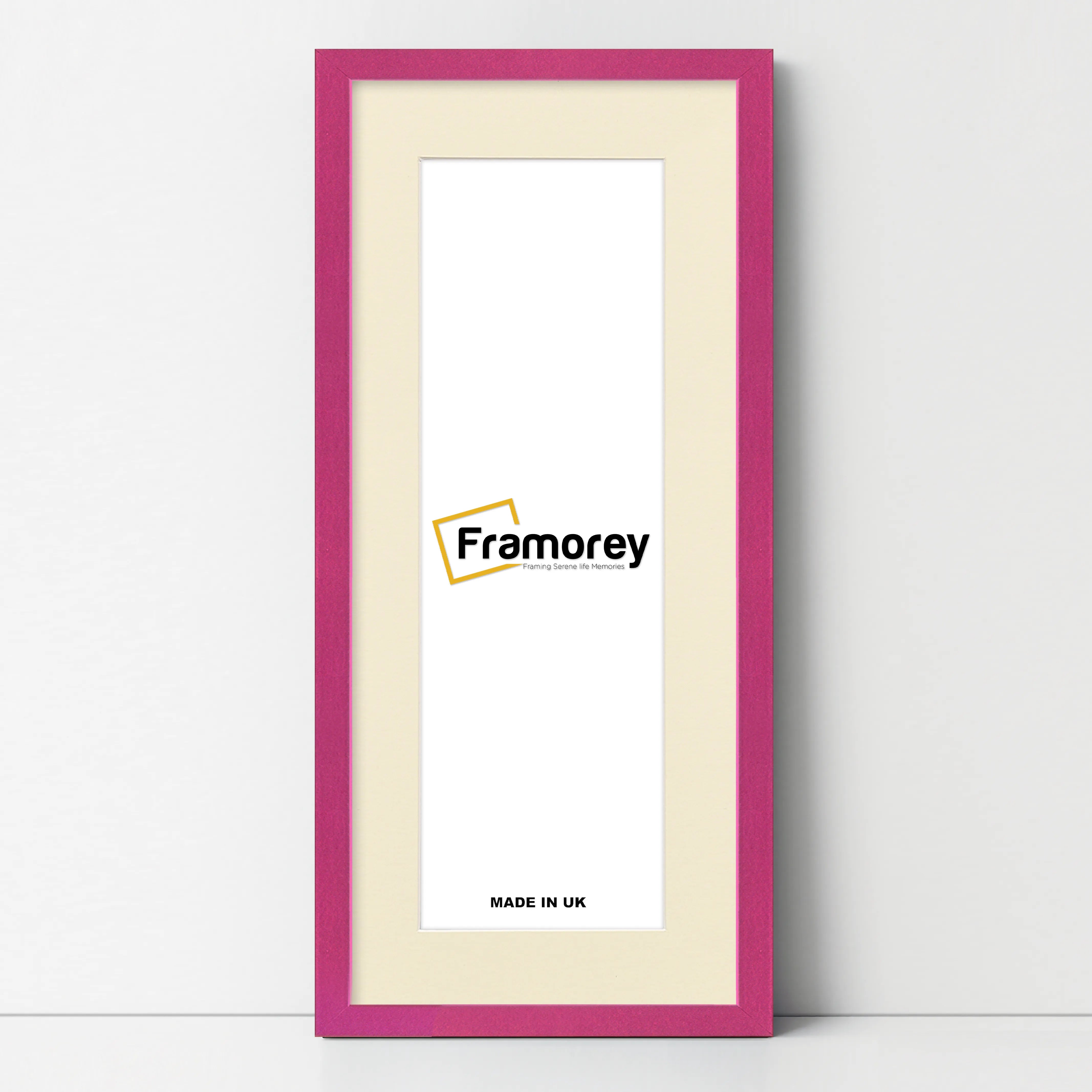 Thin Matt Panoramic Pink Picture Frames With Ivory Mount