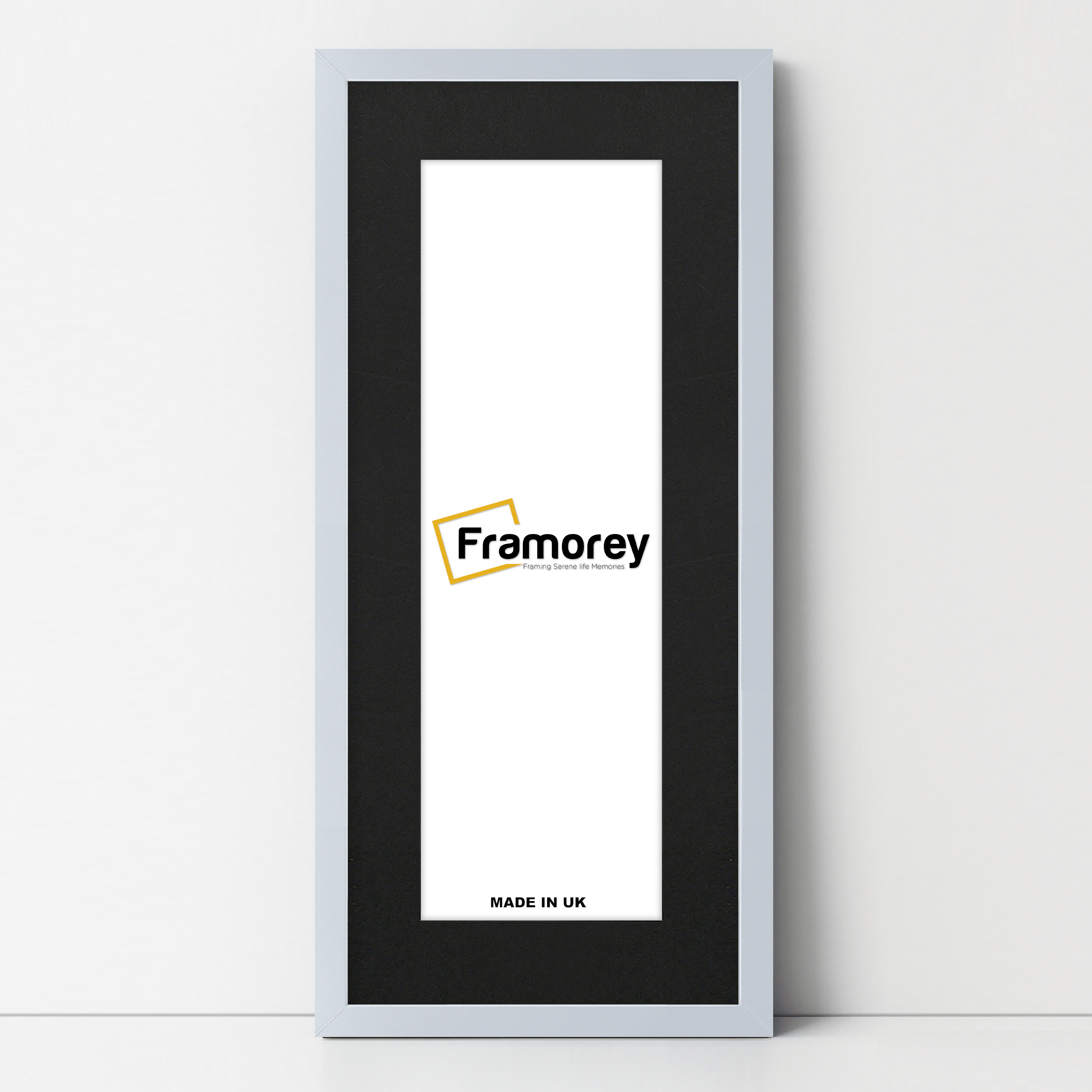 Thin Matt Panoramic Light Grey Pictures Frames With Black Mount