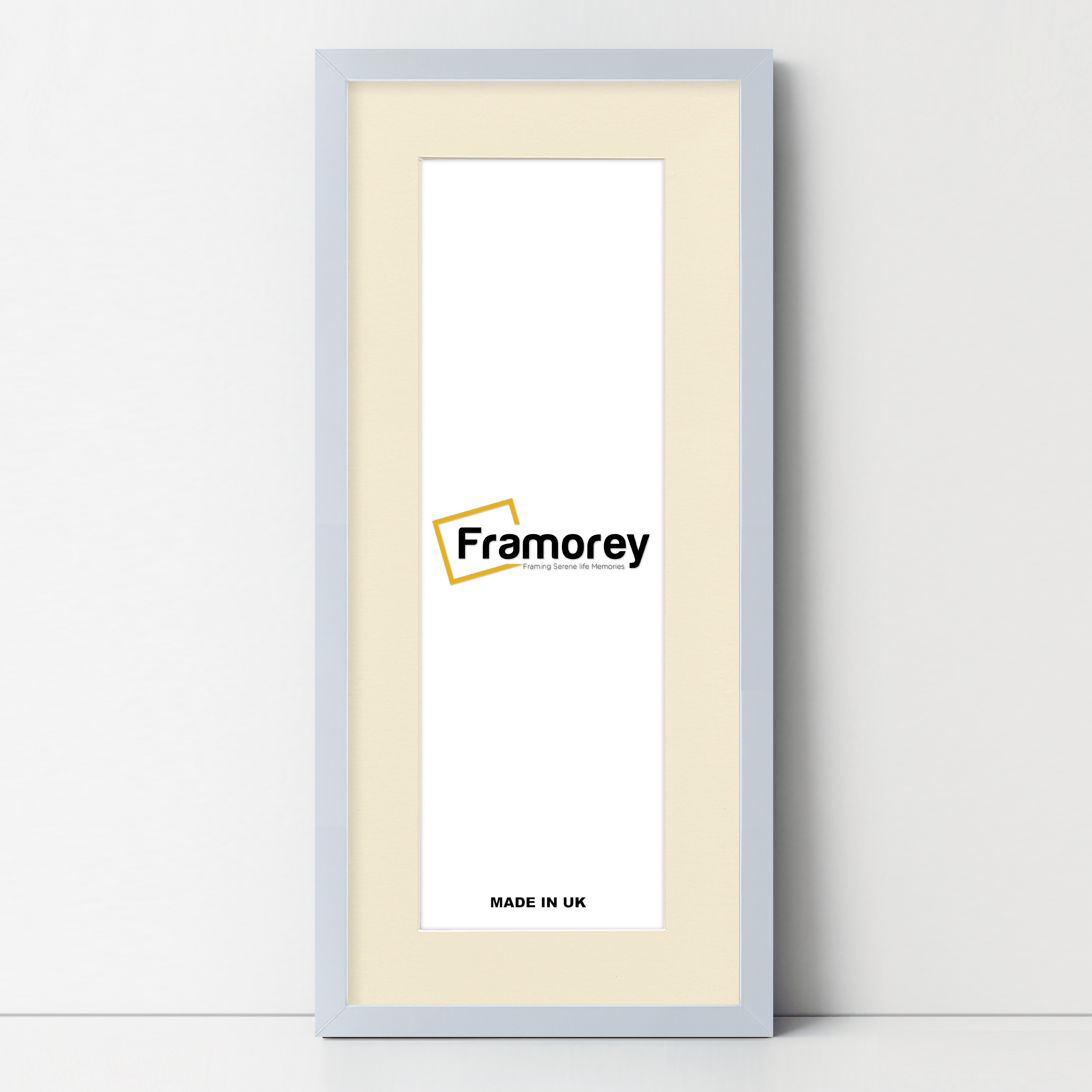Thin Matt Panoramic Light Grey Pictures Frames With Ivory Mount