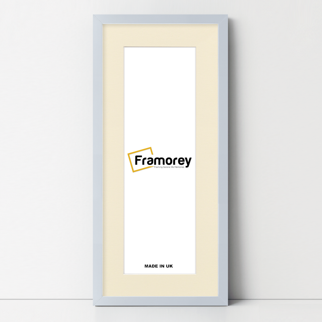 Thin Matt Panoramic Light Grey Pictures Frames With Ivory Mount