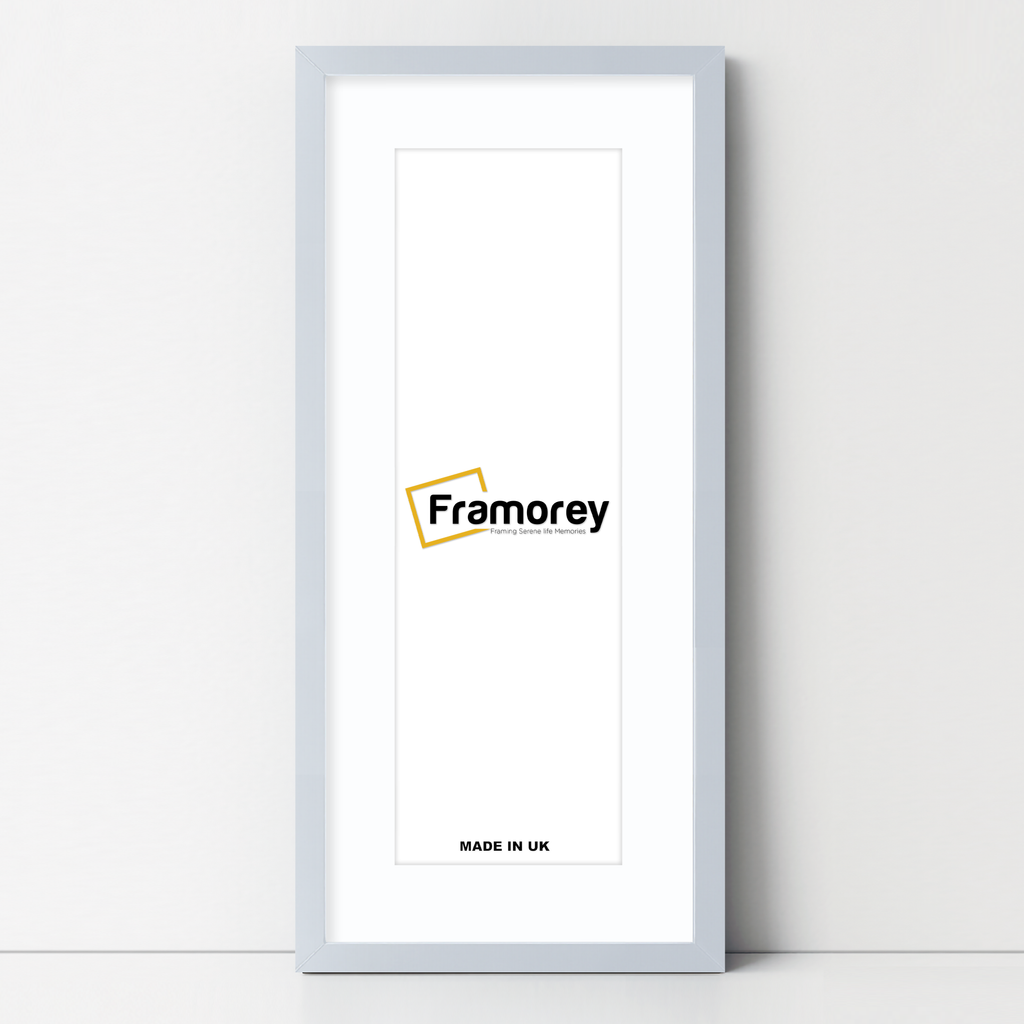 Thin Matt Panoramic Light Grey Pictures Frames With White Mount