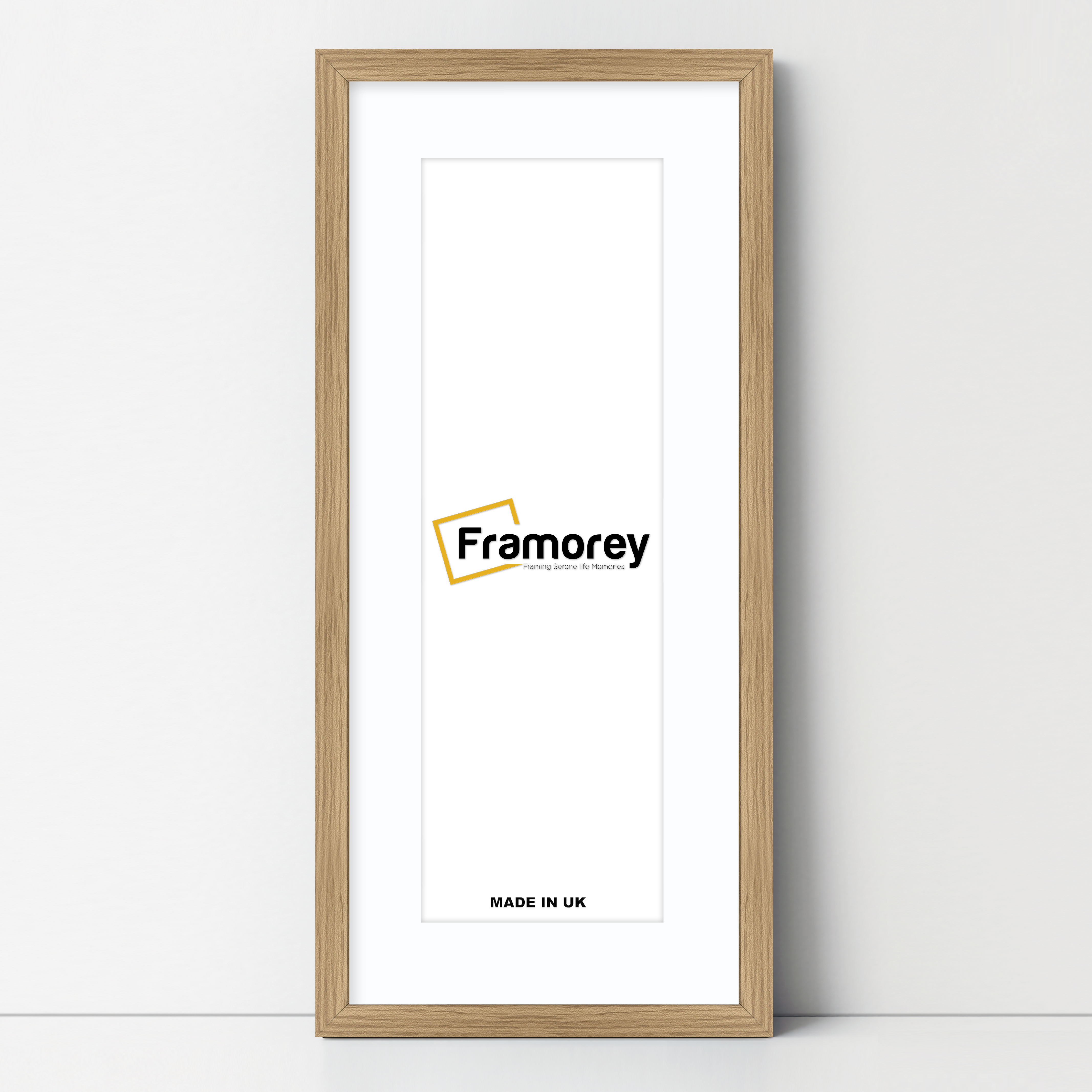 Thin Matt Panoramic Oak Pictures Frames With White Mount