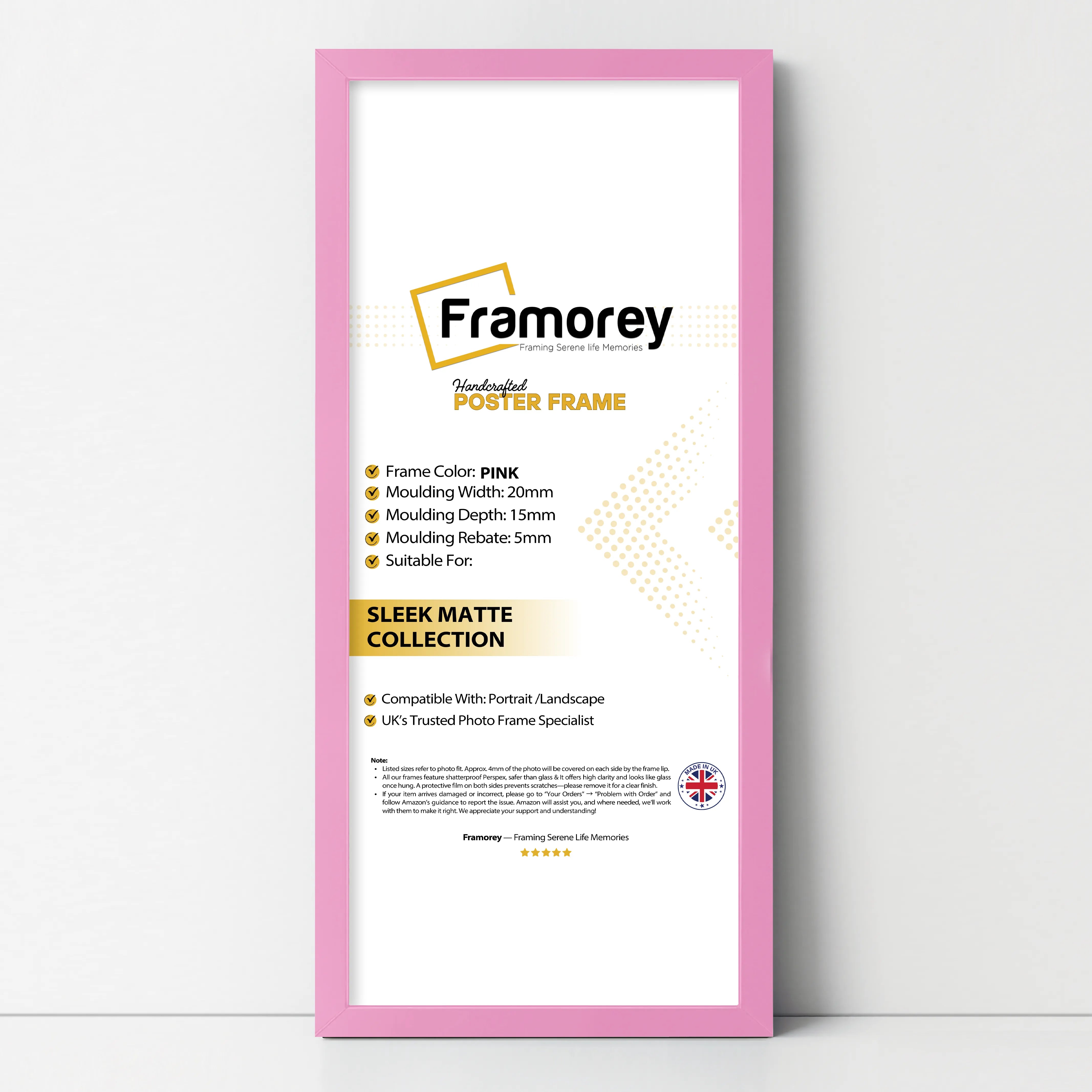 Thin Matt Panoramic Pink Picture Frame Poster Frames