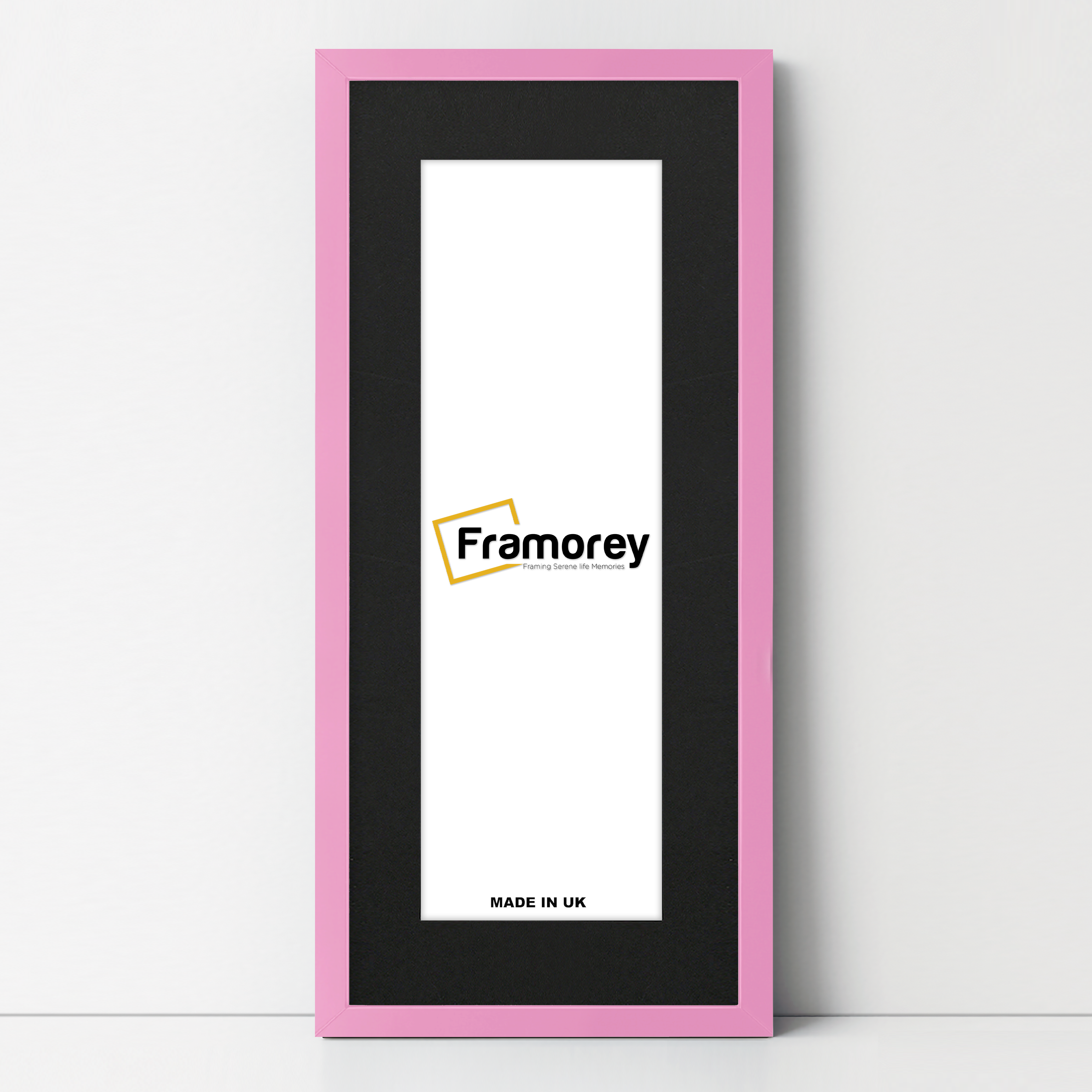 Thin Matt Panoramic Pink Picture Frames With Black Mount