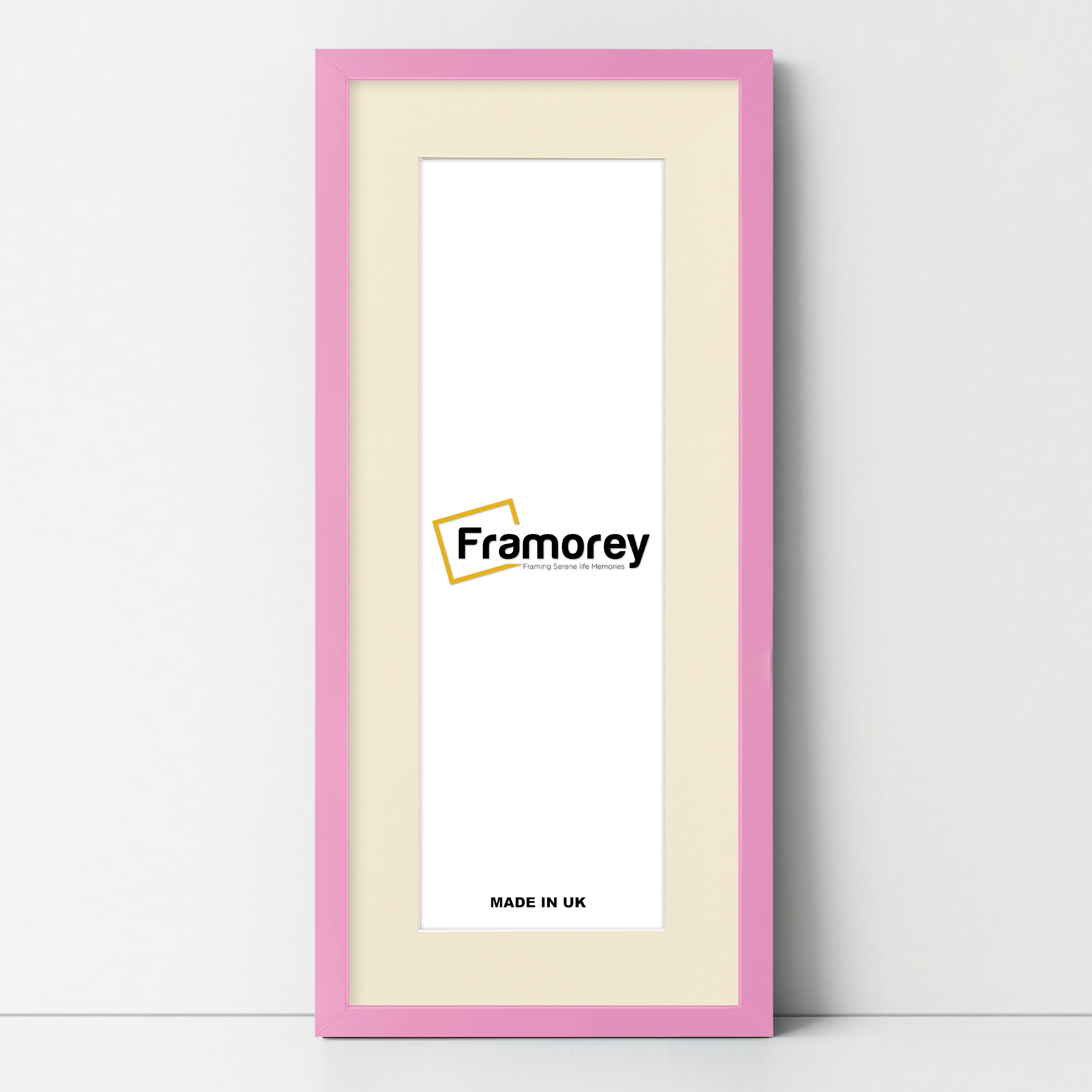 Thin Matt Panoramic Pink Picture Frames With Ivory Mount