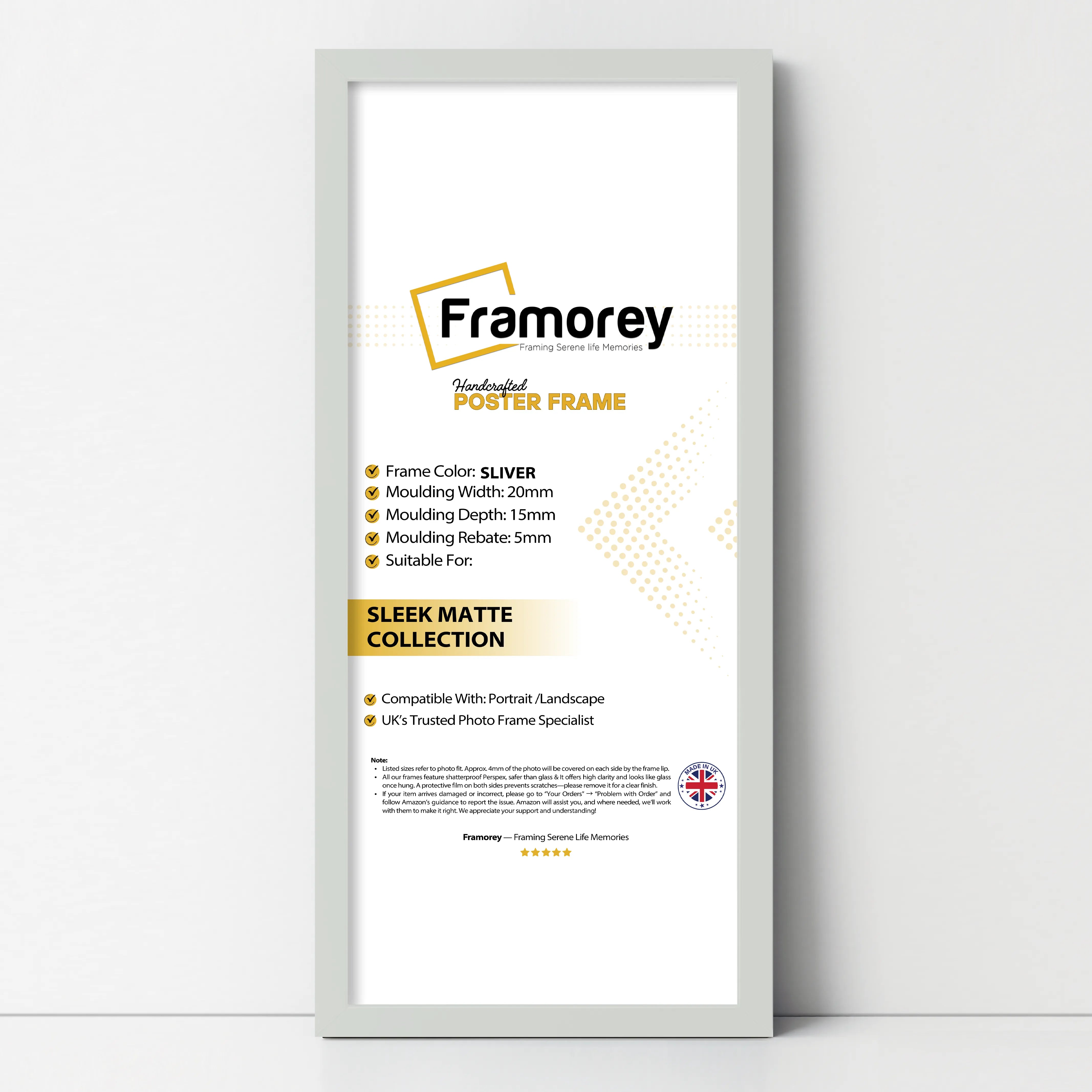 Thin Matt Panoramic Silver Picture Frame Poster Frames