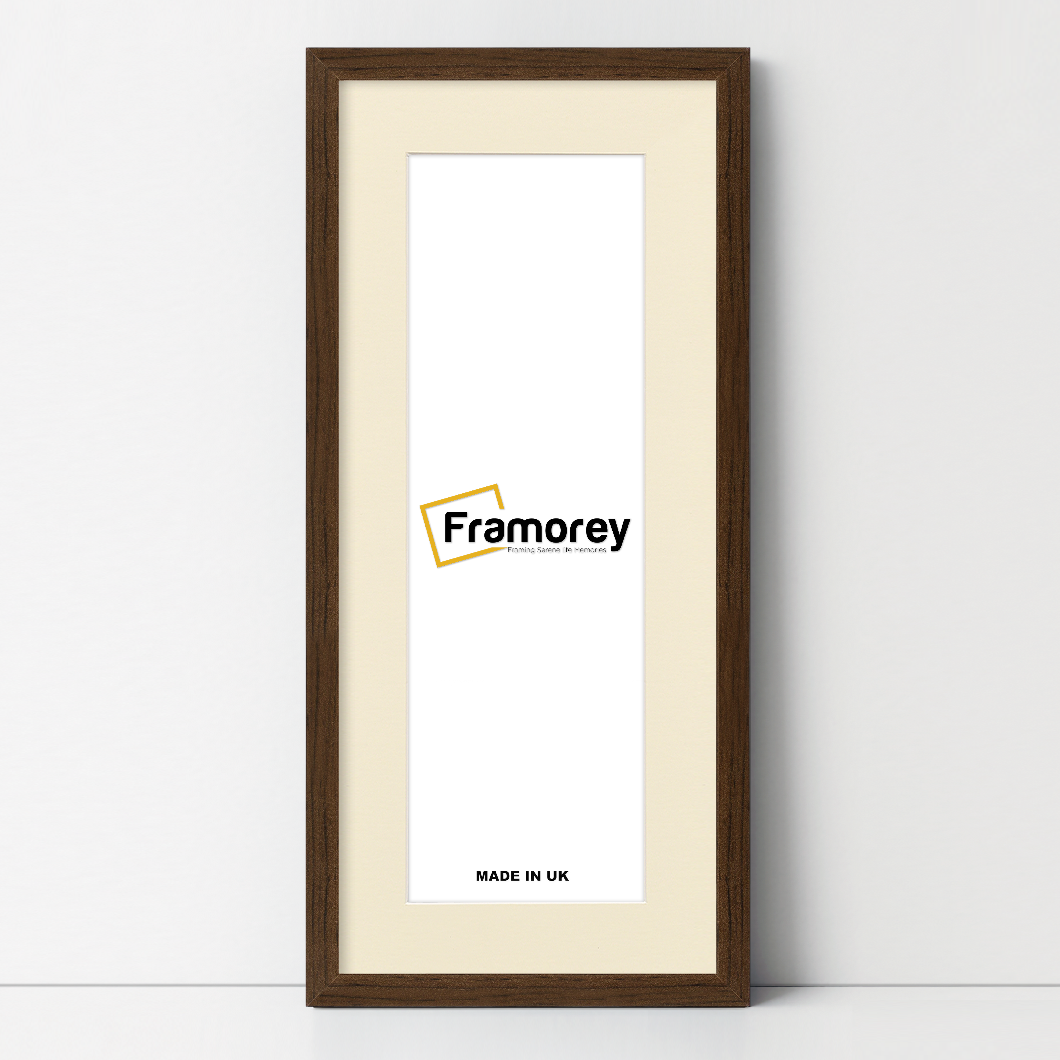 Thin Matt Panoramic Walnut Picture Frames With Ivory Mount