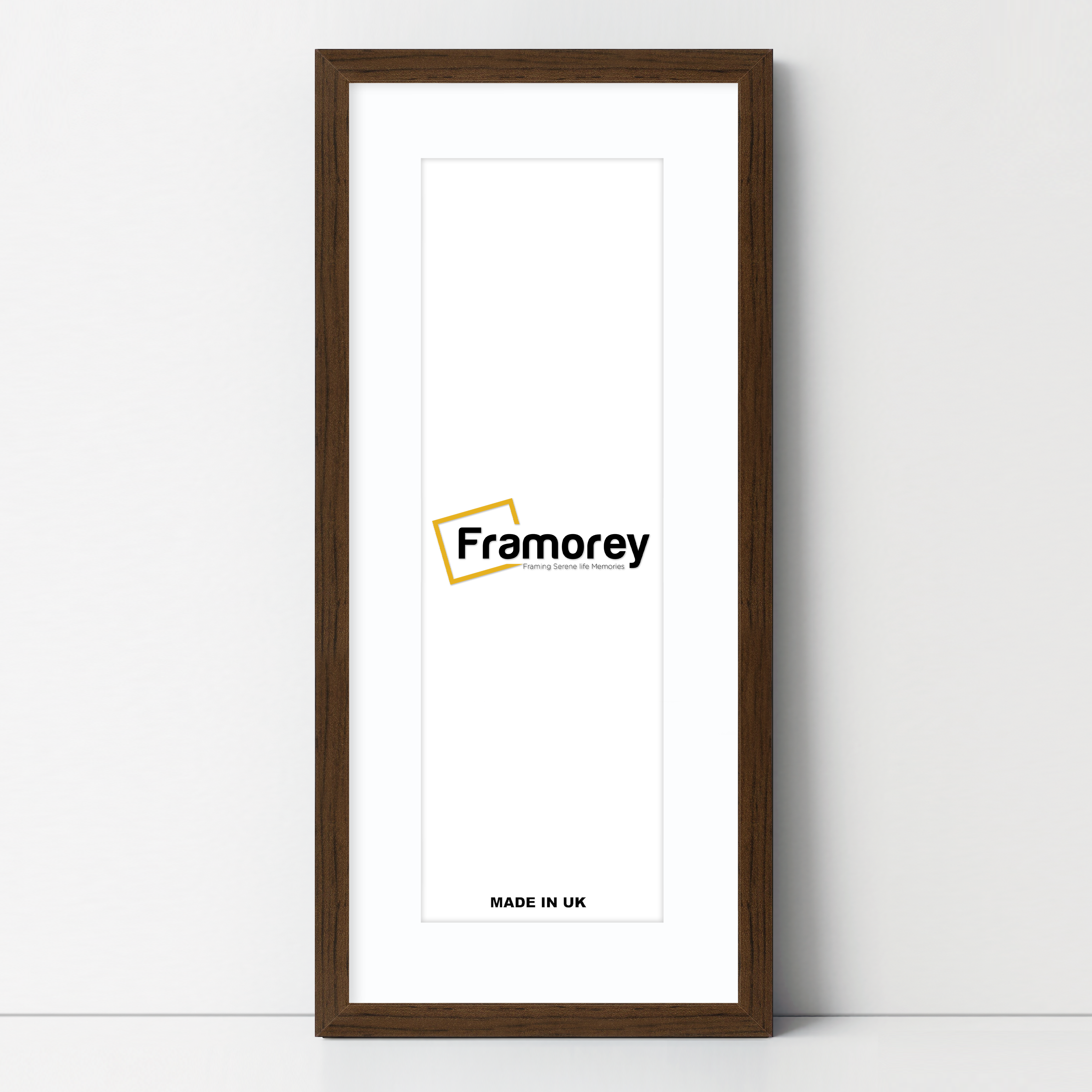 Thin Matt Panoramic Walnut Picture Frames With White Mount