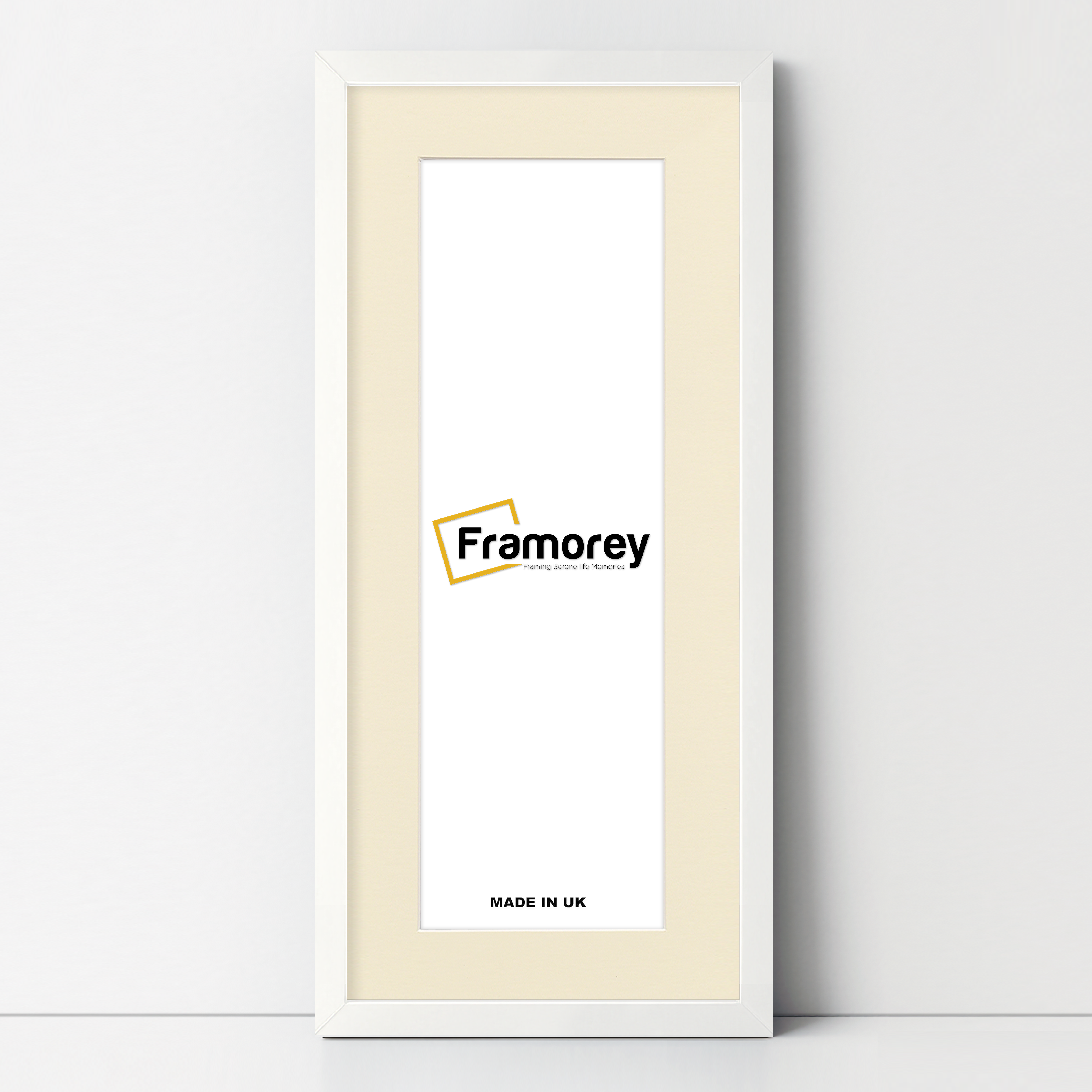 Thin Matt Panoramic White Photo Frames With Ivory Mount
