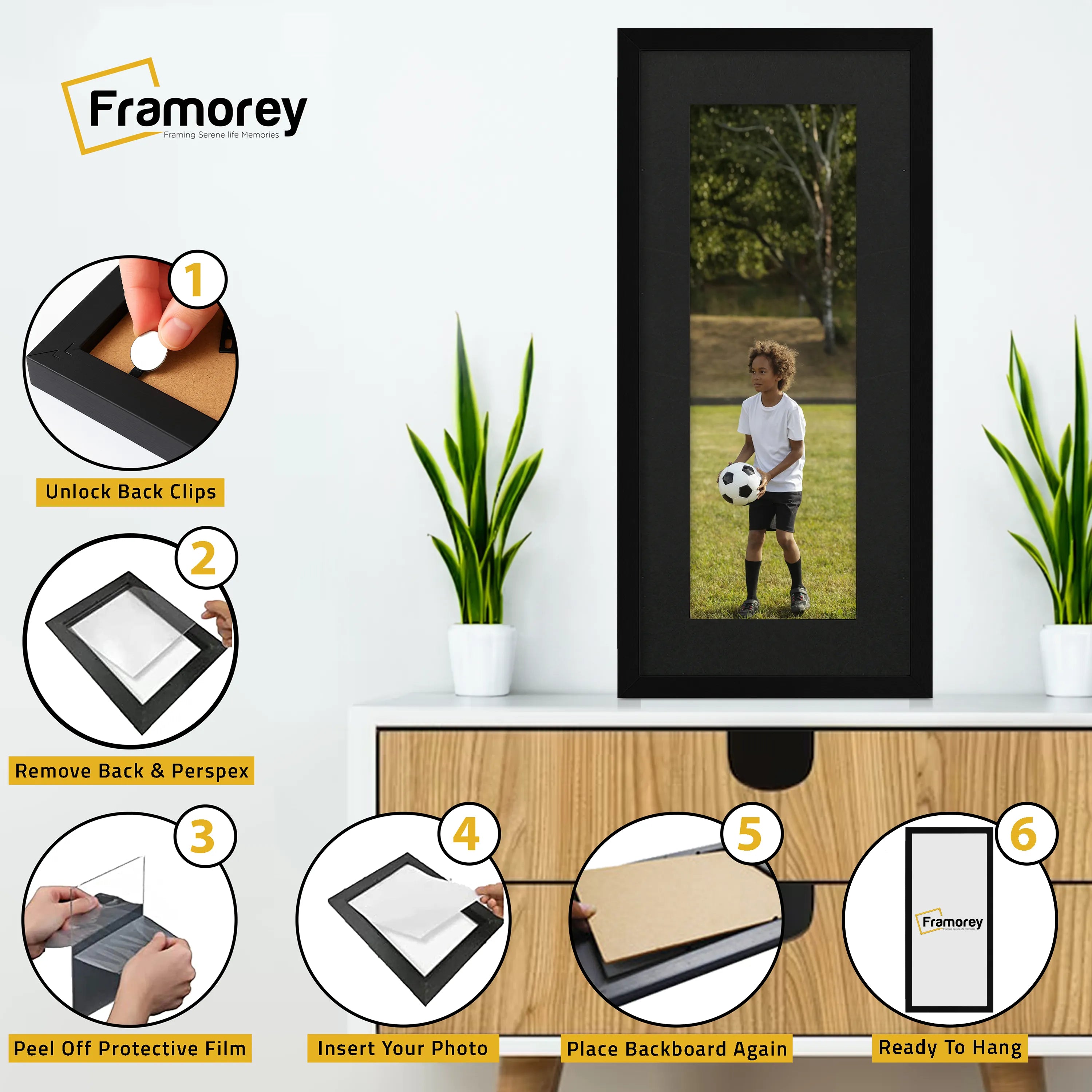Thin Matt Panoramic Black Pictures Frames With Black Mount
