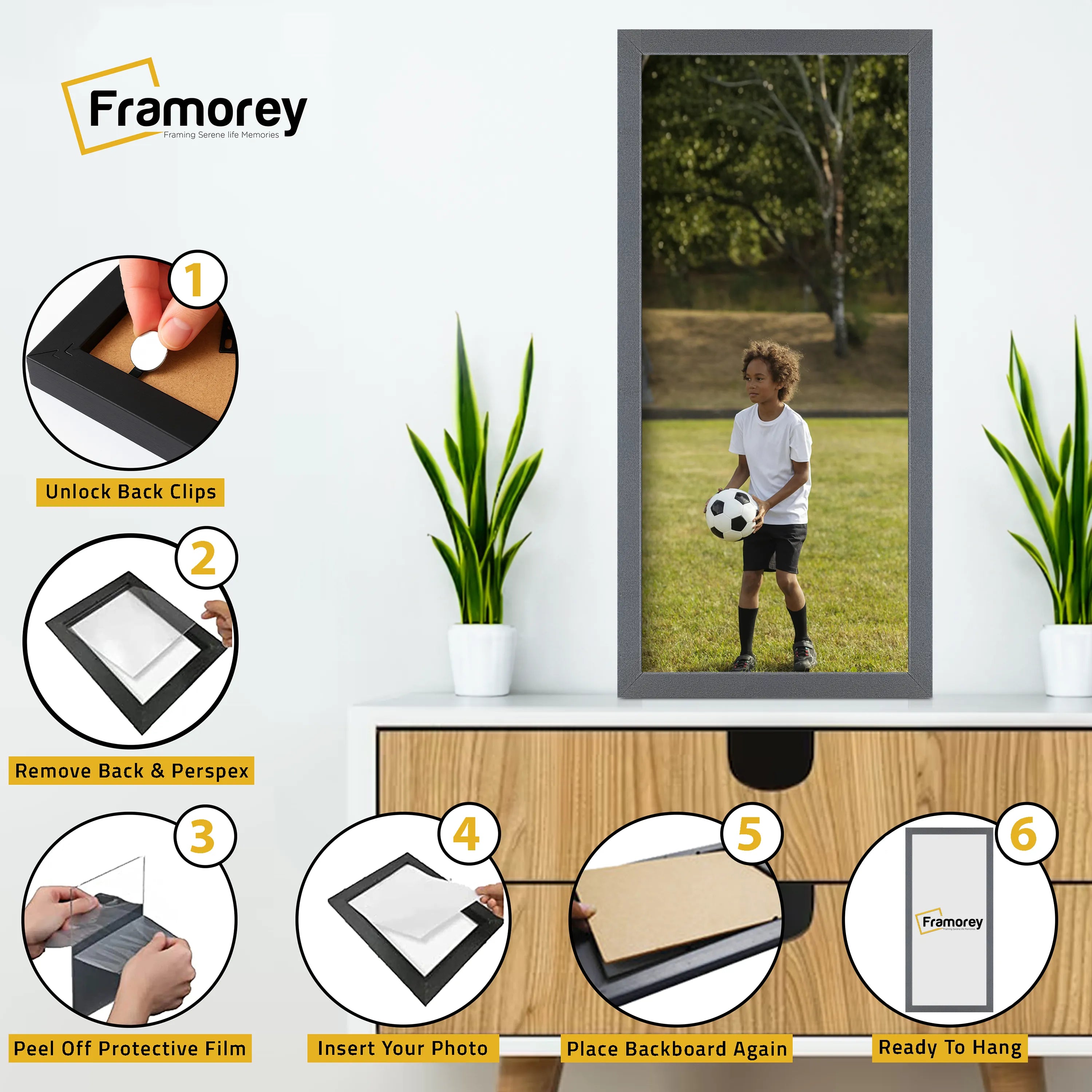 Thin Matt Dark Grey Panoramic Picture Frame Poster Frames