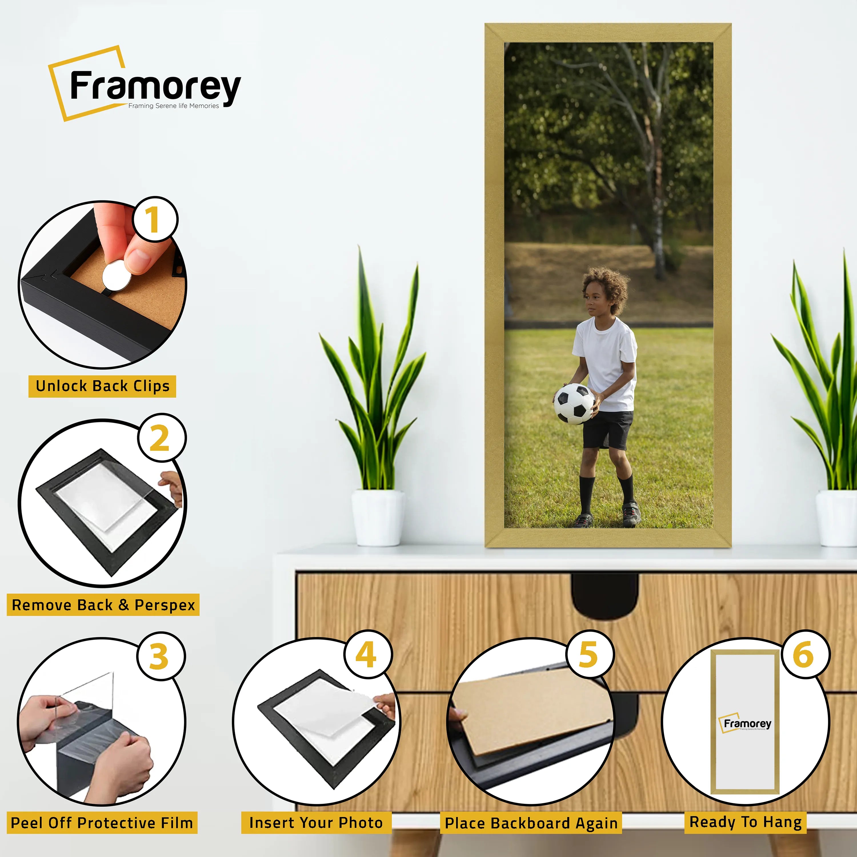 Thin Matt Gold Panoramic Picture Frame Poster Frames