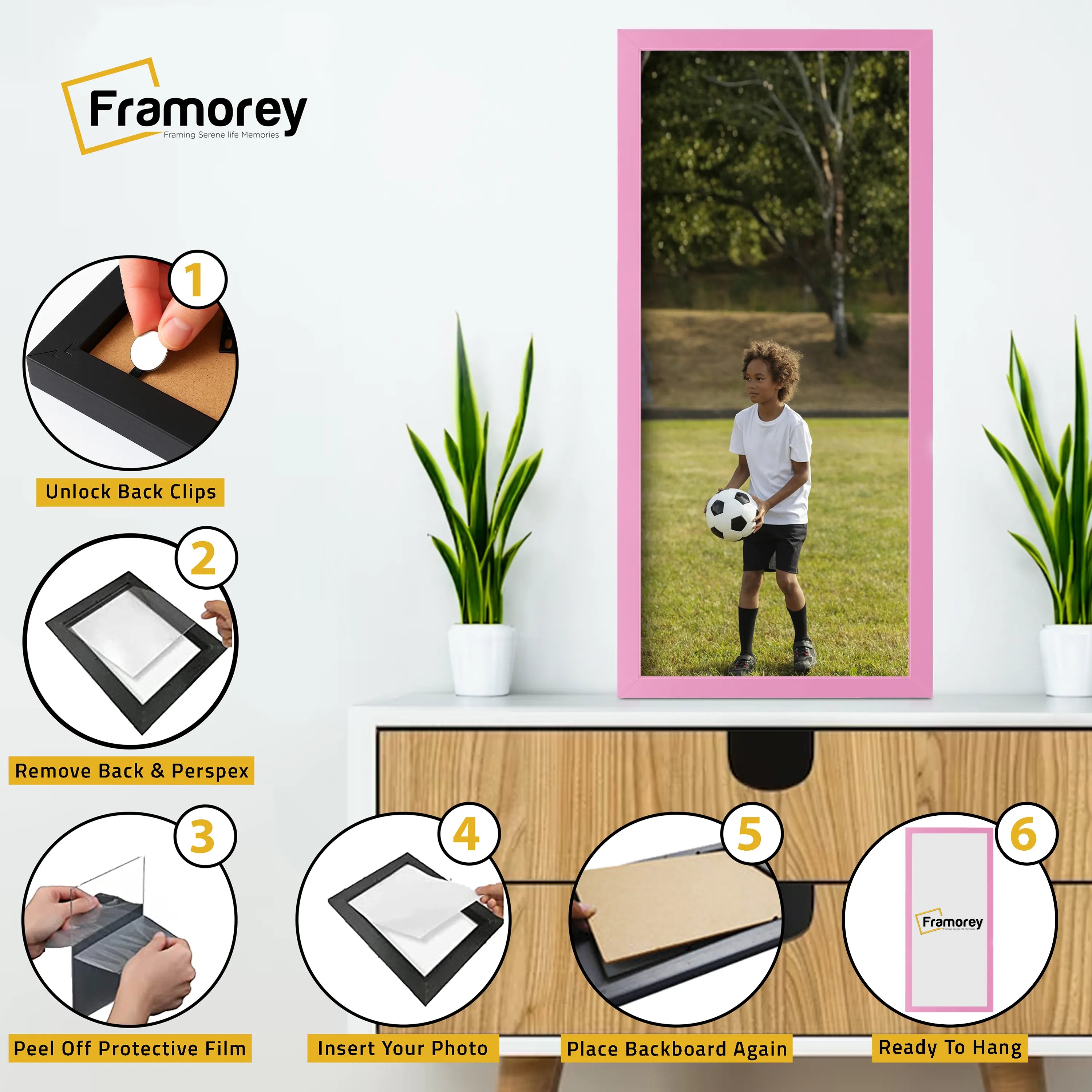 Thin Matt Panoramic Pink Picture Frame Poster Frames