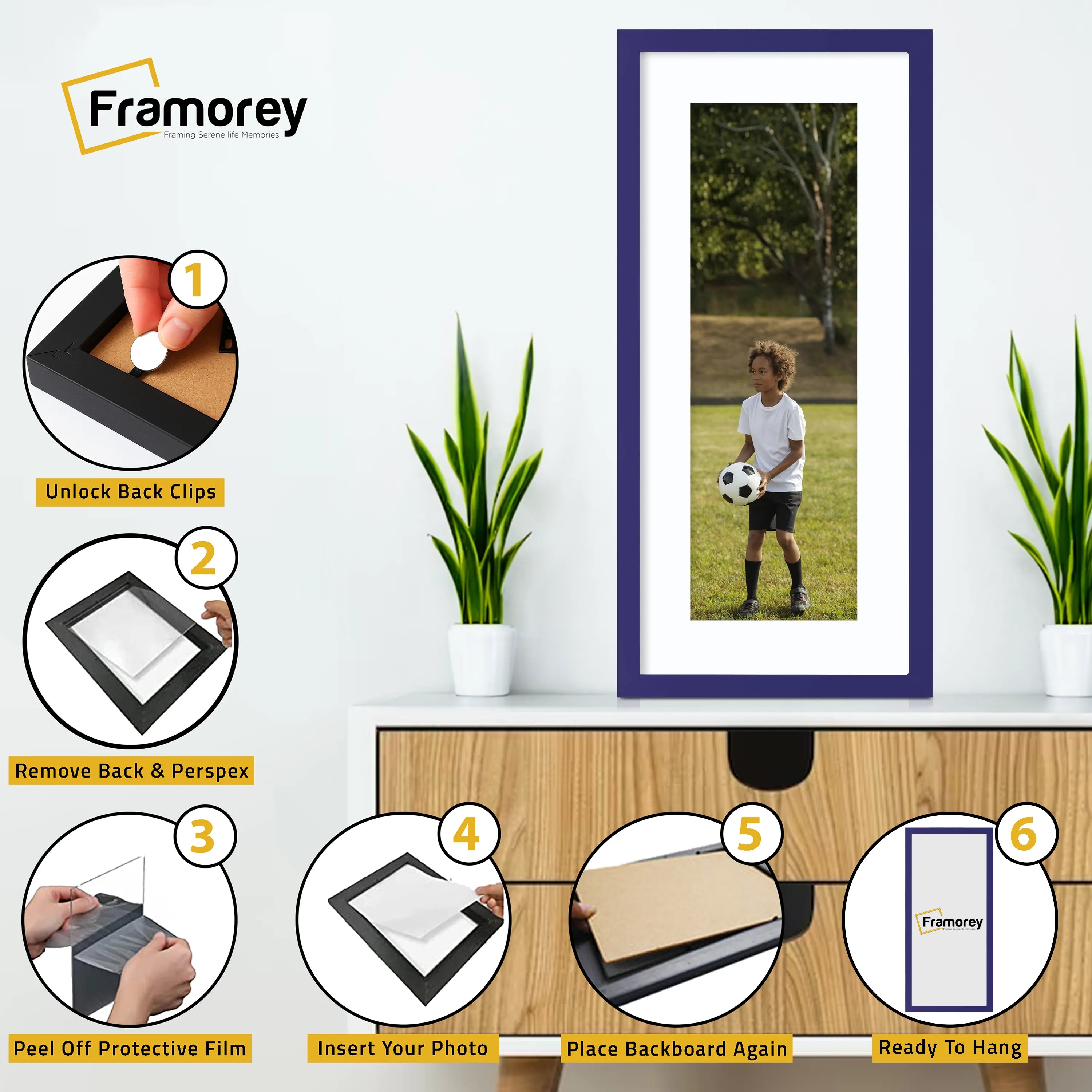 Thin Matt Panoramic Purple Picture Frames With White Mount